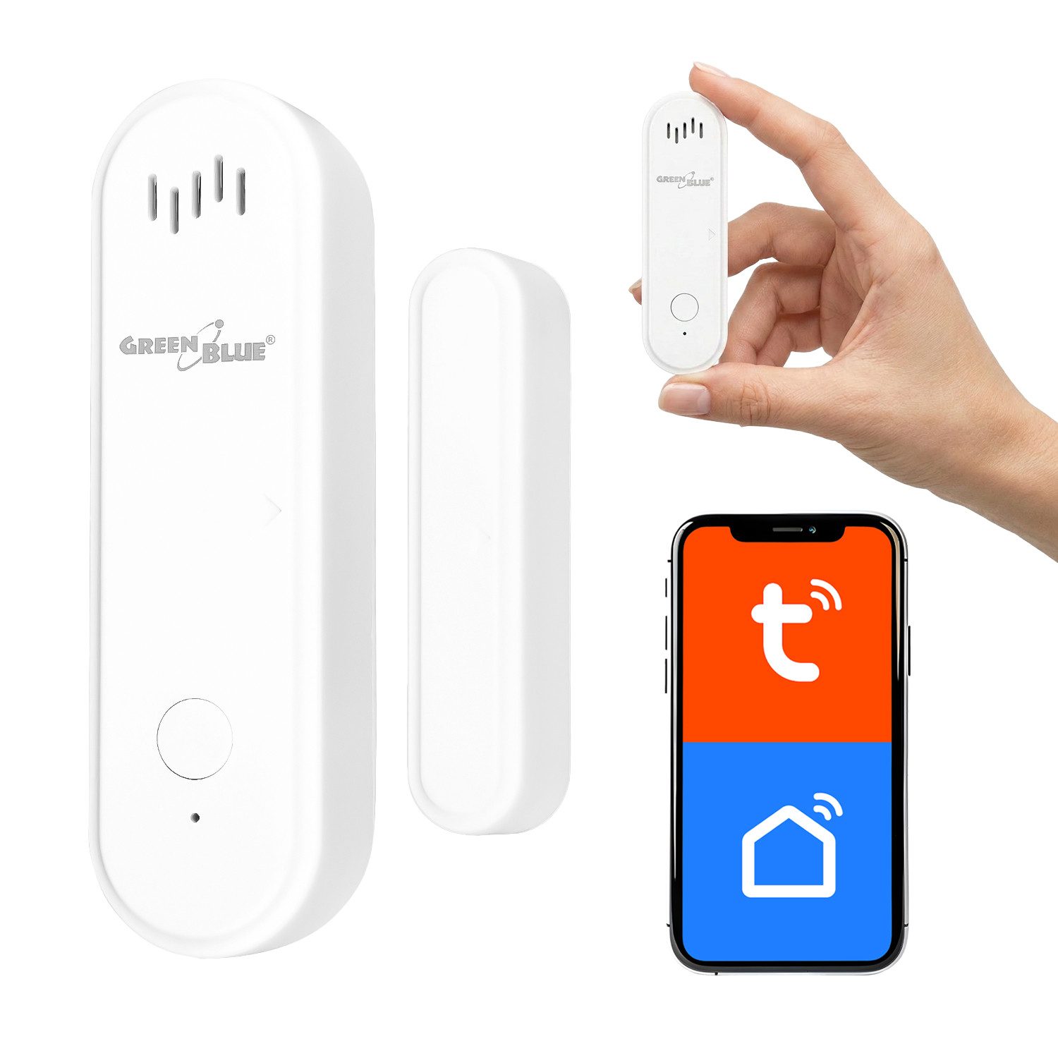 GreenBlue Sensor GB478 WiFi-Sensor zur Erkennung von Tür- und Fensteröffnungen, (1-St), Drahtloser Reed-Schalter Tuya-Smart-Alarmsystem