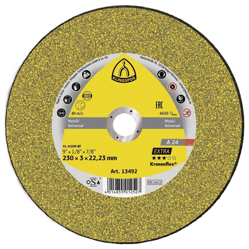 Klingspor Trennscheibe A 24 Extra 286456 Trennscheibe gerade 230 mm 25 St. Metall