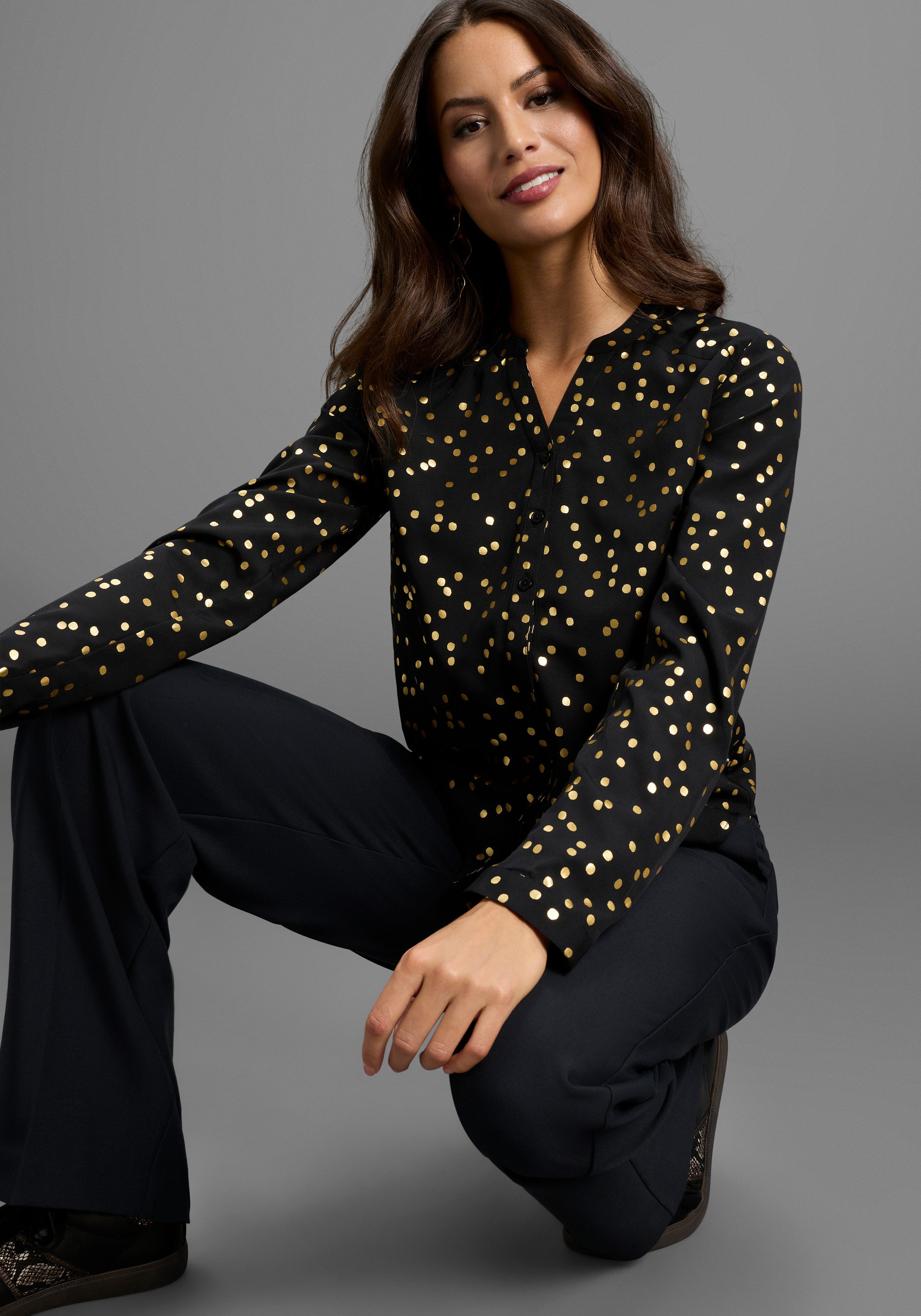 Laura Scott Langarmbluse mit Glitzerdruck günstig online kaufen