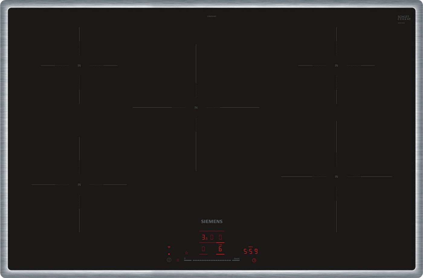 SIEMENS Induktions-Kochfeld iQ100 EH845HVB1E, Effizienter Kochen dank Home Connect Verbindung