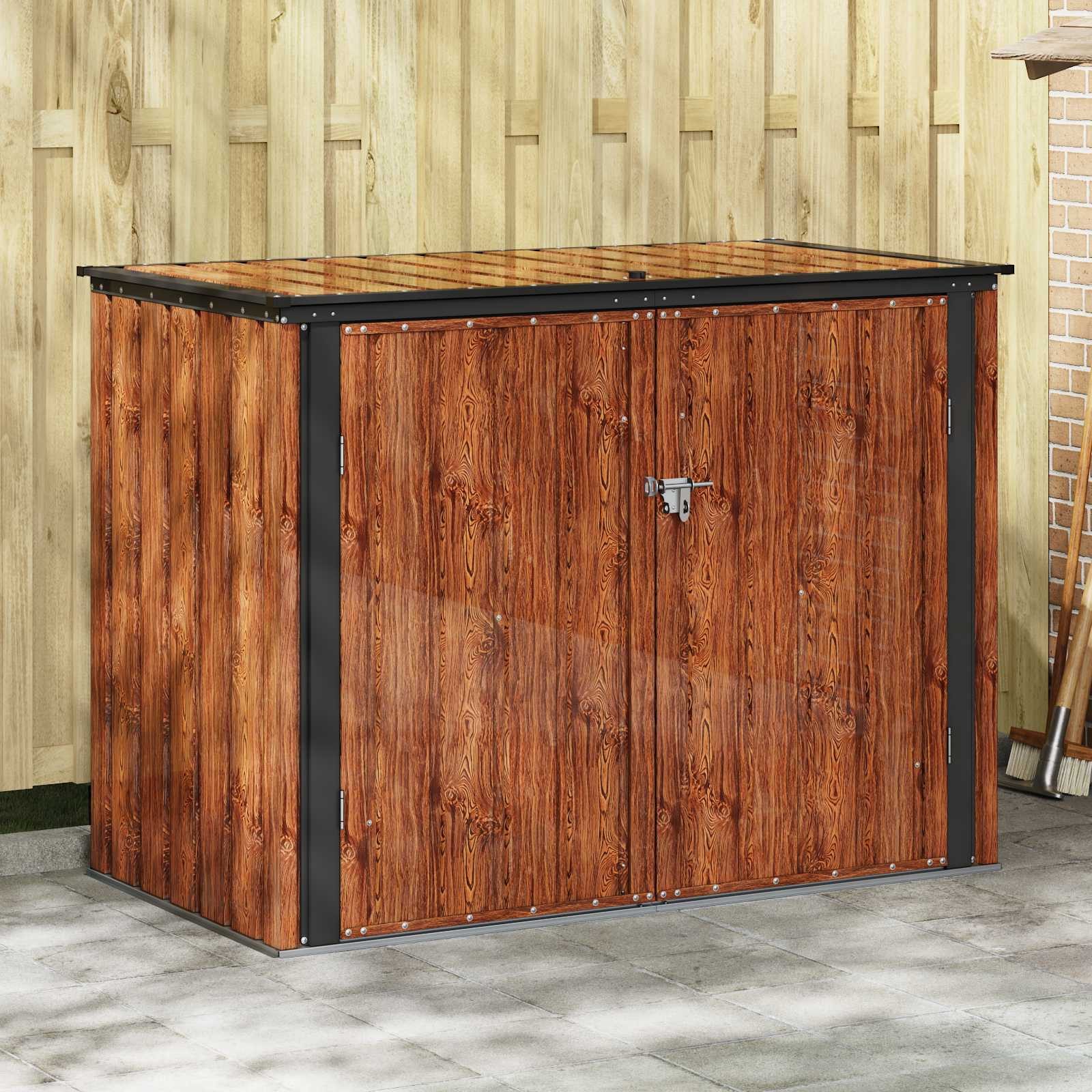vidaXL Gartenhaus Gartenlagerbox Braun 151,5 x 82 x 110,5 cm Stahl – Bild 2 von 5