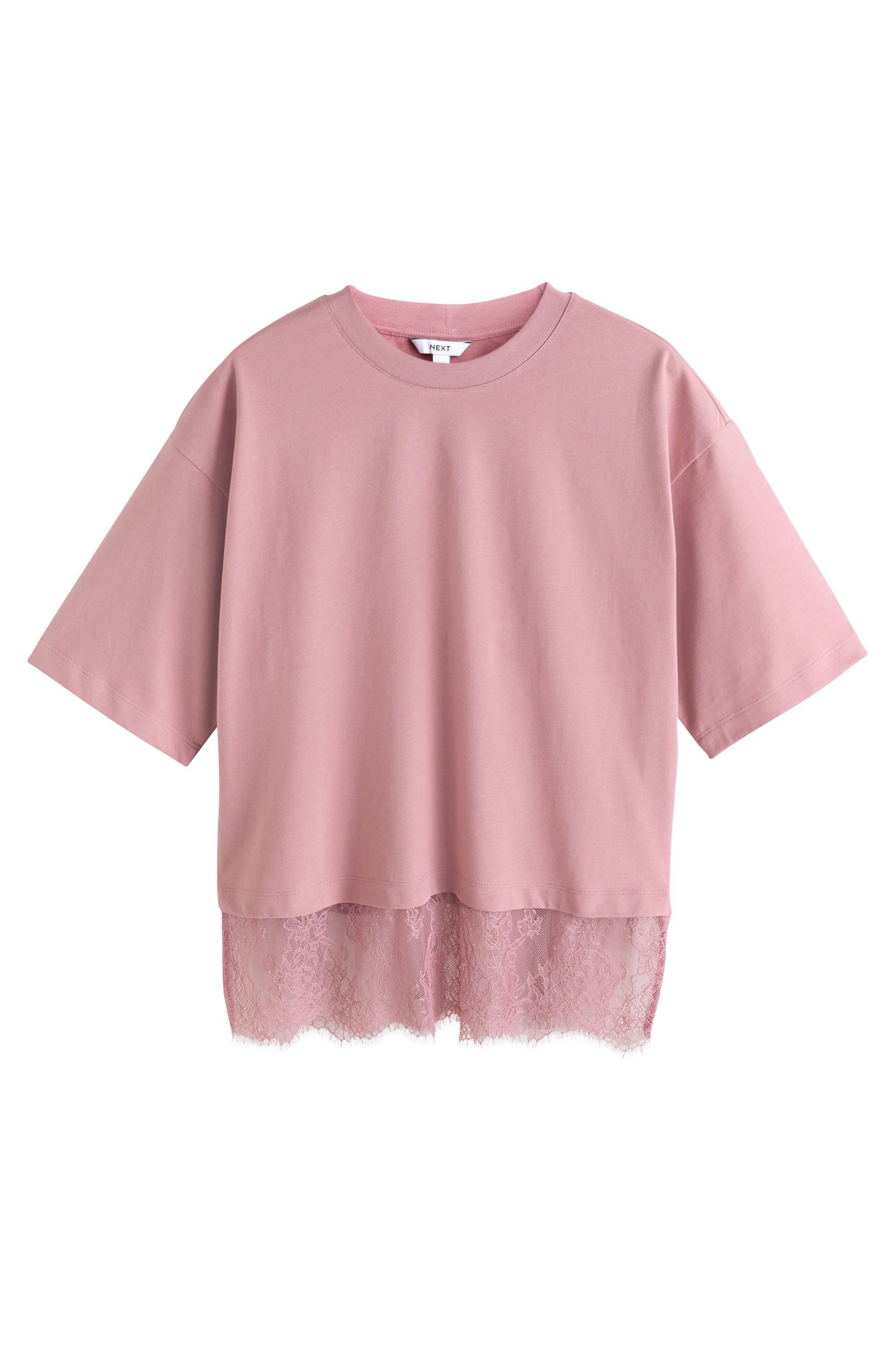 T-Shirt Kurzarm-T-Shirt mit Spitzensaum