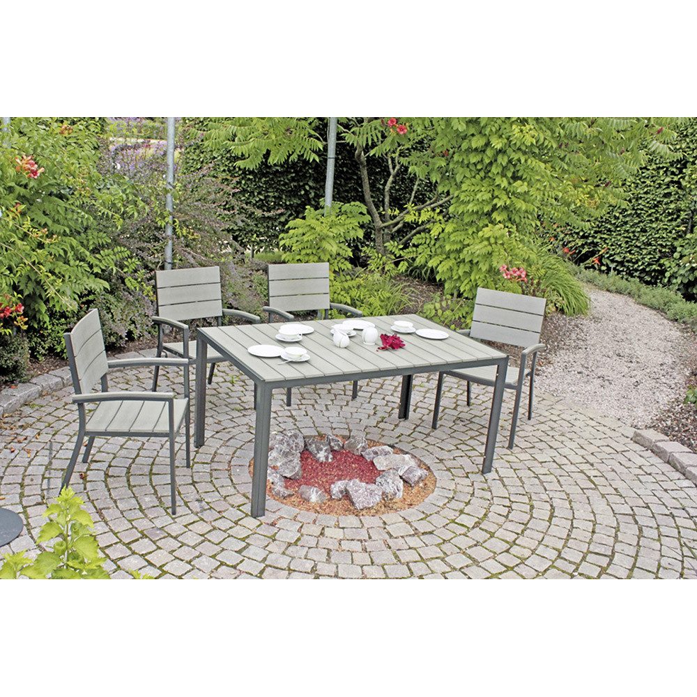 Lomadox GartenEssgruppe GARDA120, (5tlg), Tischgruppe mit 4 Stühlen