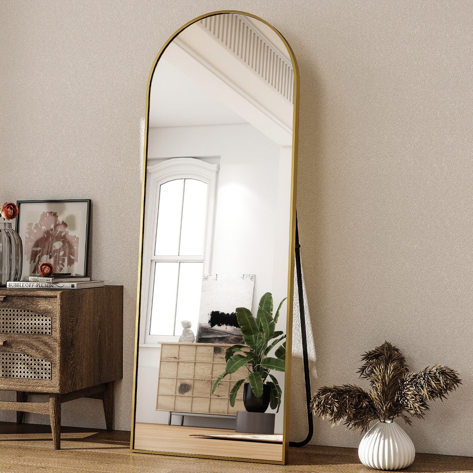 BEAUTYPEAK Standspiegel Bogenspiegel mit Alu-Rahmen (Wandspiegel erhältlich günstig online kaufen