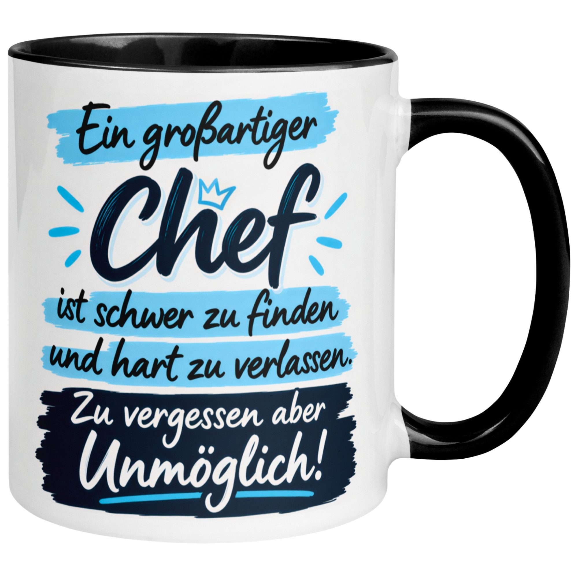 Momentals Tasse Geschenk Bester Chef – „Ein großartiger Chef ist schwer zu finden“, Gratis Versand · Links-&Rechtshänder · Spülmaschinenfest