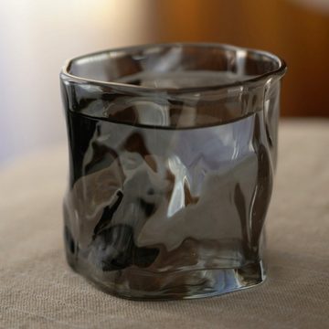 Zoha Glas Diamond Black Glas Trinkgläser Cocktailgläser 200ml, Glas, Hitzebeständig Eiskaffeegläser Tee Wasser Saft Kaffee -