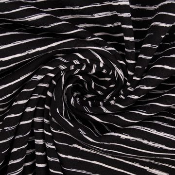 SCHÖNER LEBEN. Stoff Baumwolljersey Jersey Streifen unregelmäßig schwarz weiß 1,45m Breite, allergikergeeignet