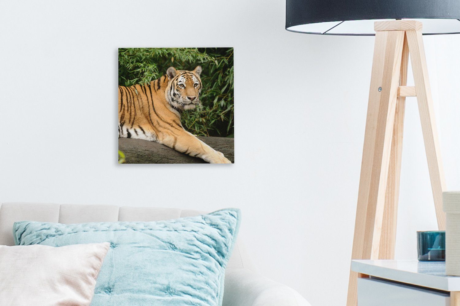 Leinwandbild St), OneMillionCanvasses® Tiger Baum - Wohnzimmer (1 Blätter, Leinwand für Bilder Schlafzimmer -