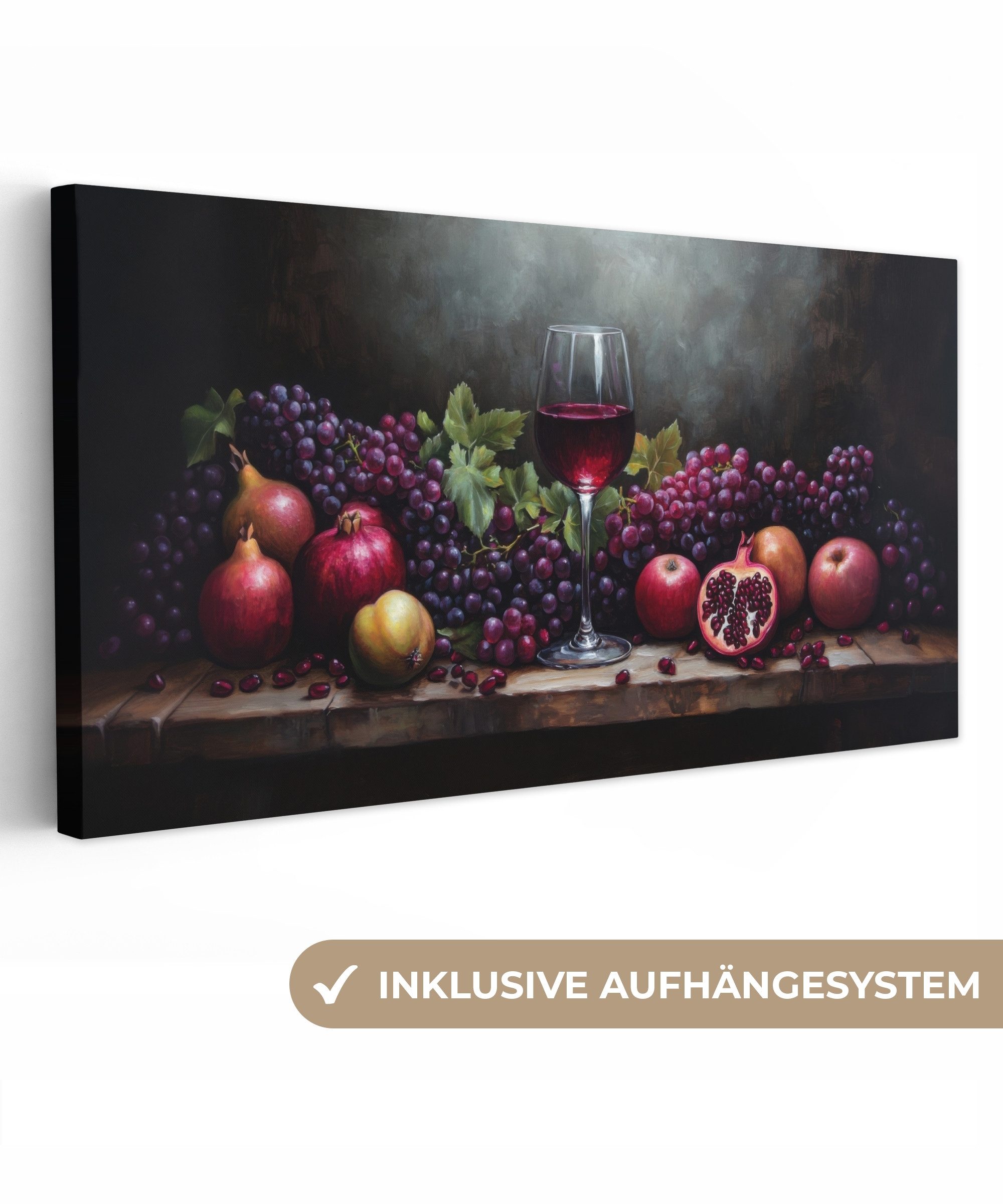 OneMillionCanvasses® Leinwandbild Panorama Wein - Obst günstig online kaufen