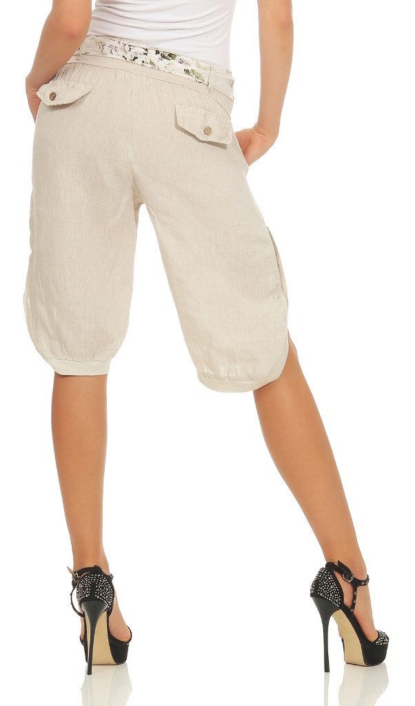 Mississhop Leinenhose Damen-Bermuda-Shorts aus 100 % Leinen – luftig, natürlich & sommerlich