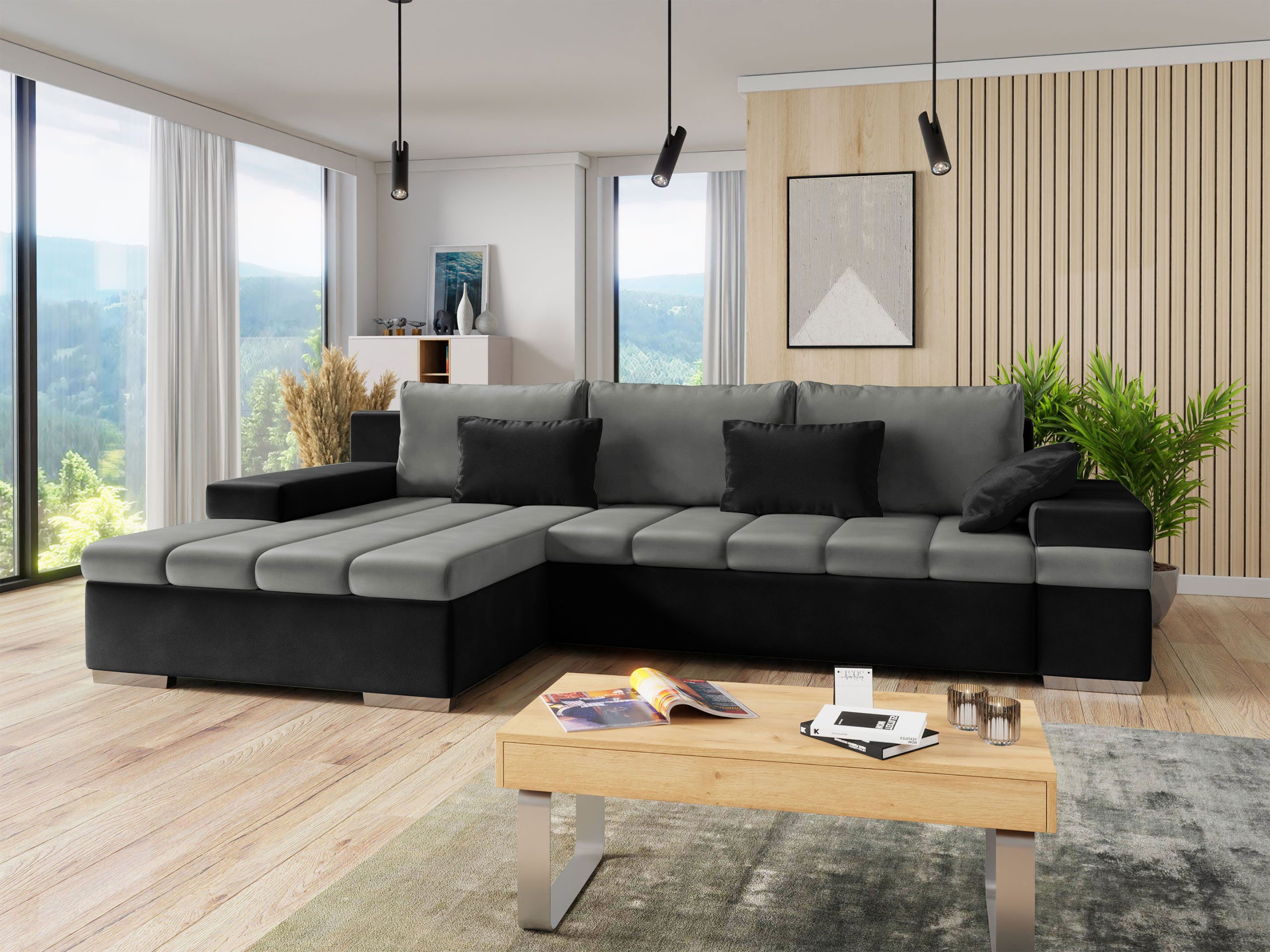 MIRJAN24 Ecksofa Bangkok, mit Bettkasten und Schlaffunktion, L-Form, Wellenfeder, 310x175x83 cm