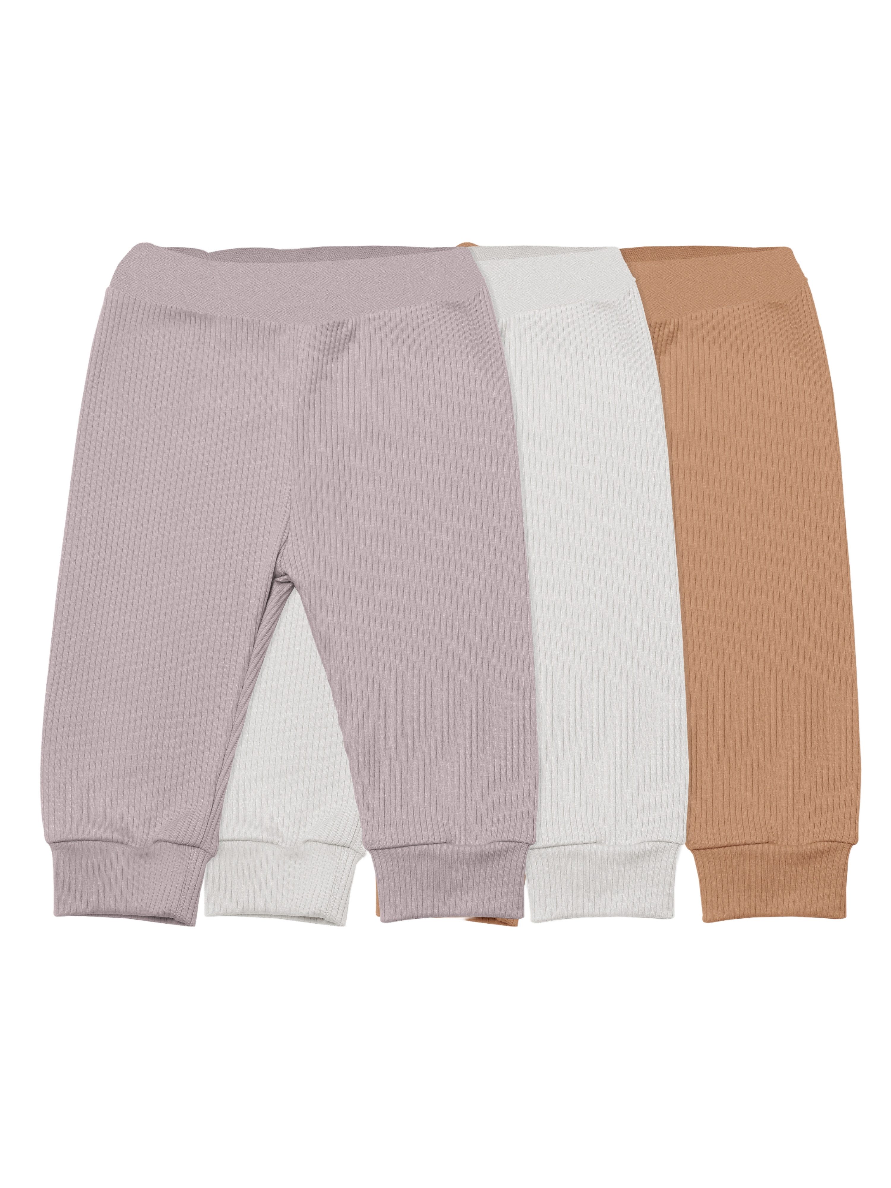 biorganic Stoffhose Ripp (3er Pack), Mehrfarbig, Unisex, Baby Hose für Jungen und Mädchen (Set, 4-tlg., 3er-Pack Hosen & 1 Beutel) gerippte Textilstruktur (Ripp), Modal und Bio-Baumwolle, Größe 56 - 86