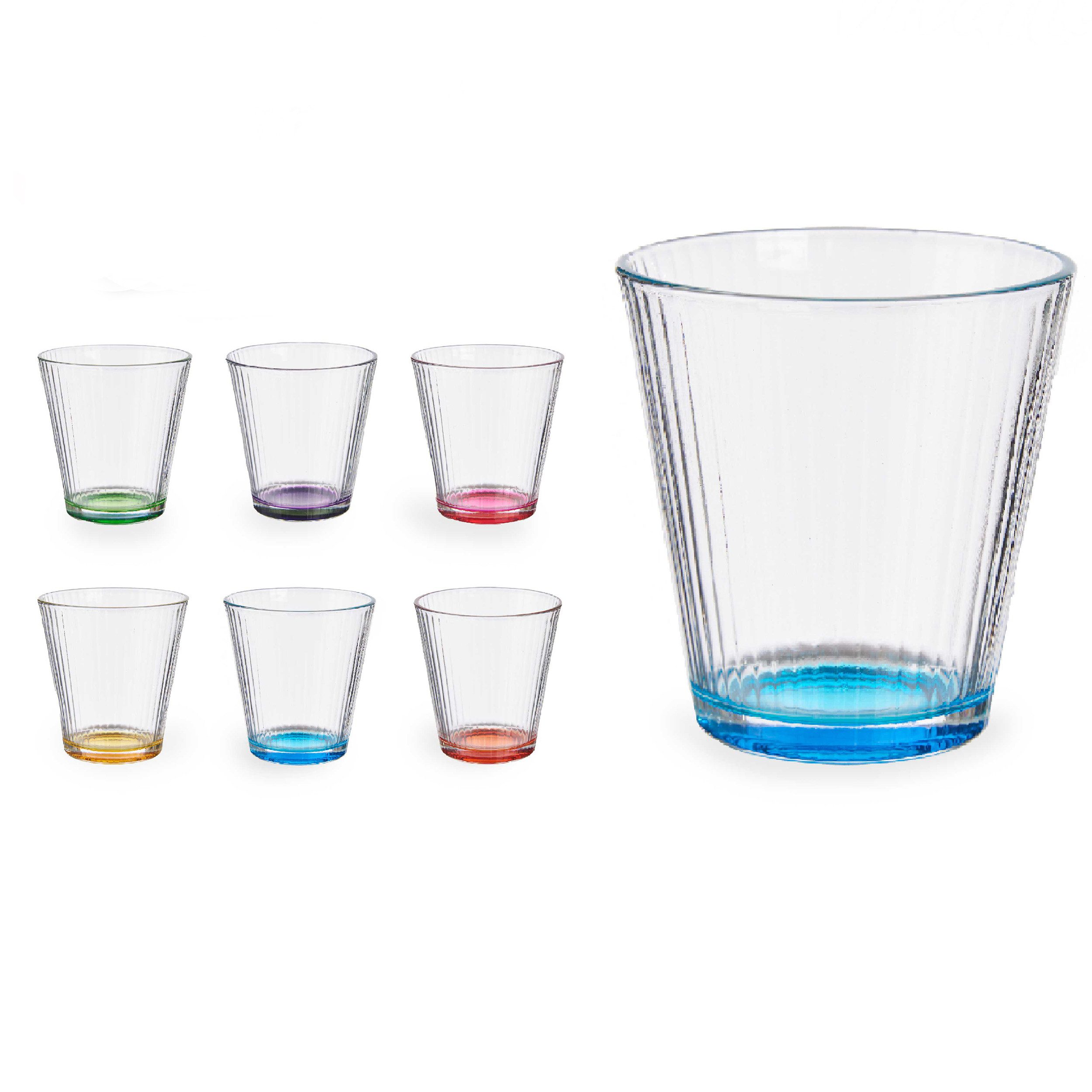 Annastore Gläser-Set Trinkgläser Wassergläser Cocktailgläser Saftgläser Longdrinkgläser, Mit buntem Glasboden, Spülmaschinenfest