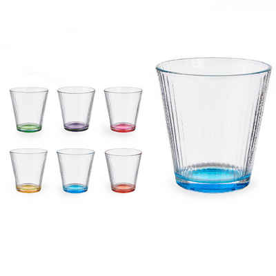 Annastore Gläser-Set Trinkgläser Wassergläser Cocktailgläser Saftgläser Longdrinkgläser, Mit buntem Glasboden, Spülmaschinenfest