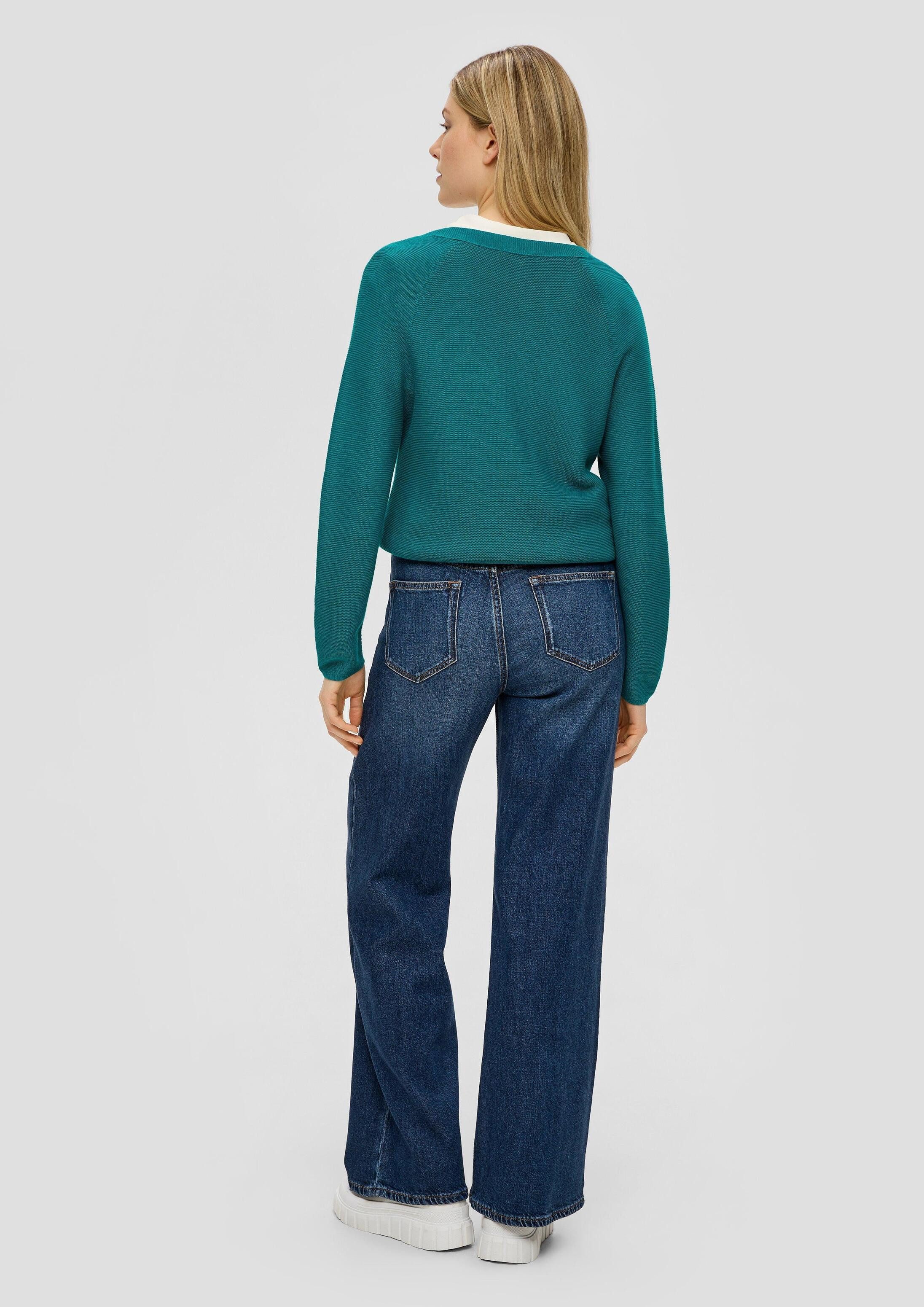 s.Oliver Longpullover Strickpullover Pullover mit V-Ausschnitt