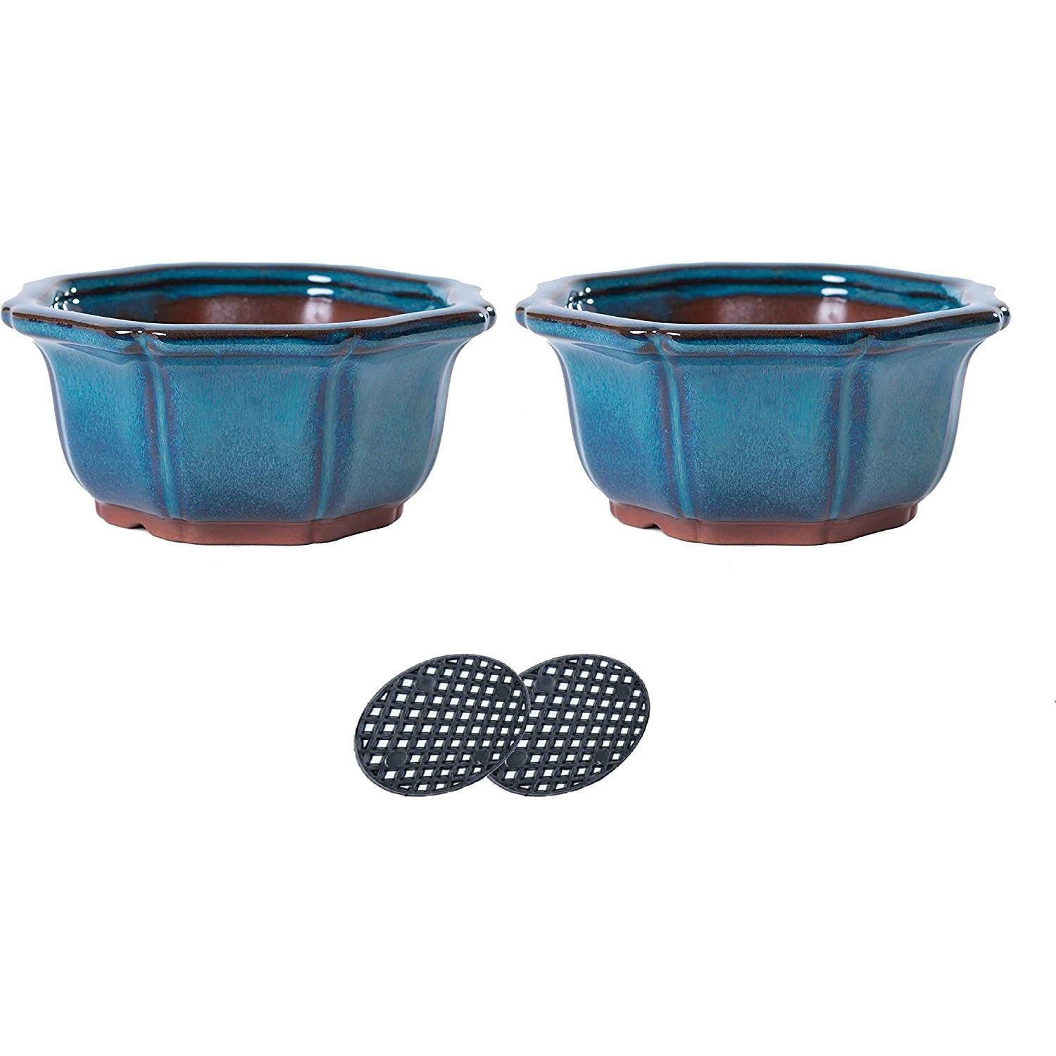 Jinfa Dekovase Jinfa Keramik-Bonsai-Töpfen in Mix Form mit Entwässerungslöchern 1 Stück (29,59Euro/Stück)Türkis