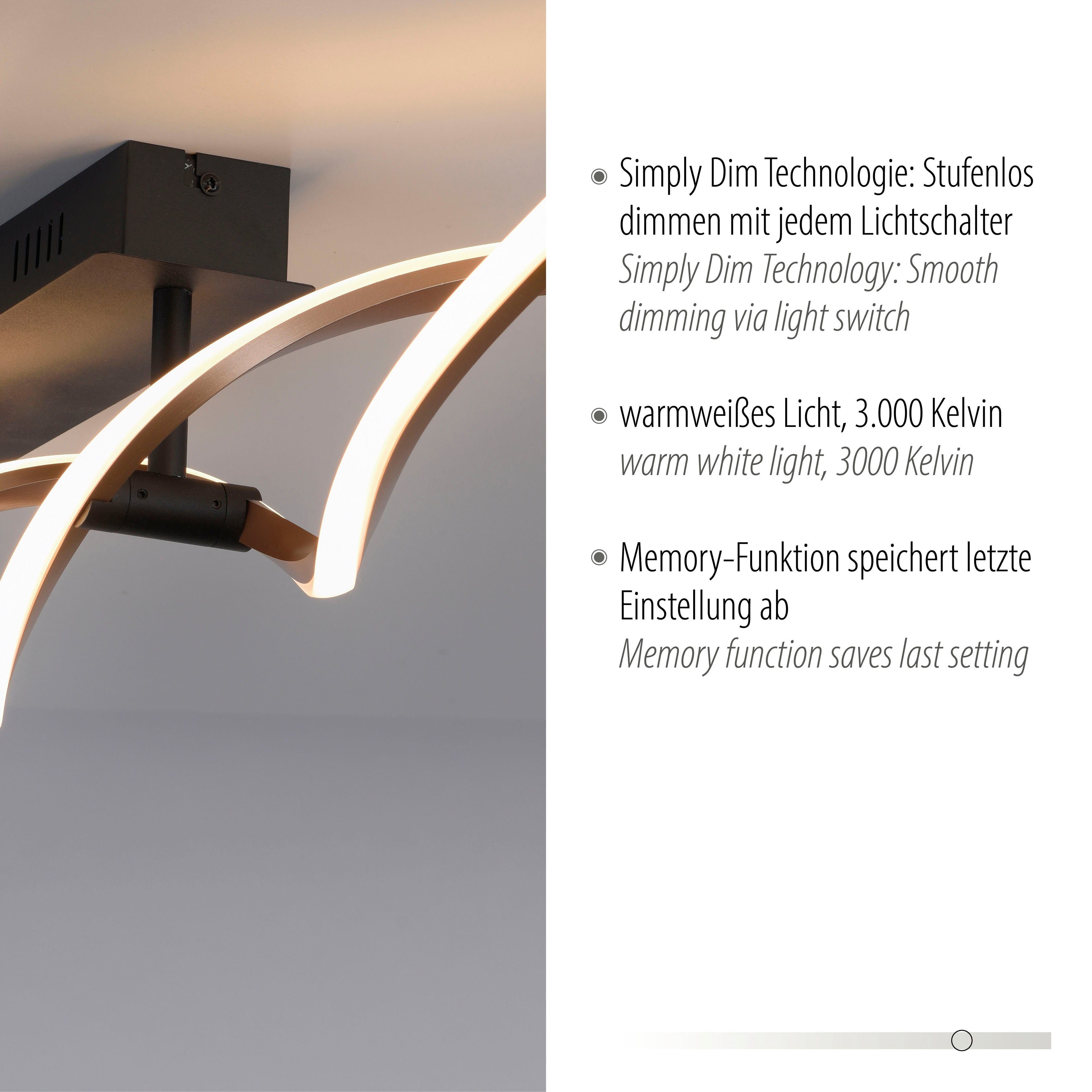 Paul Neuhaus Deckenleuchte Dim POLINA, Simply LED fest Warmweiß, LED, integriert