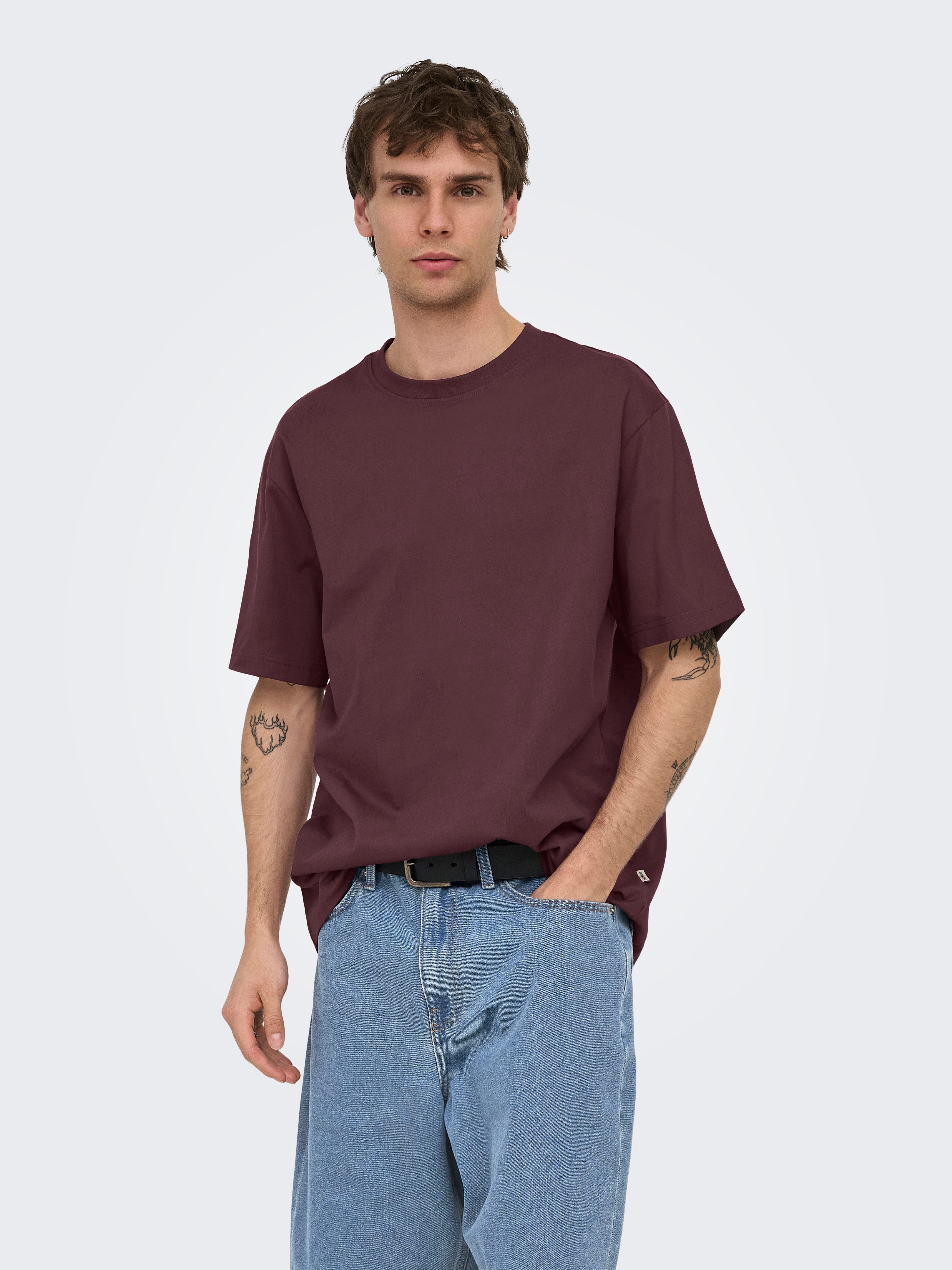 ONLY & SONS Rundhalsshirt ONSFRED RLX SS TEE Baumwolle, relaxed fit