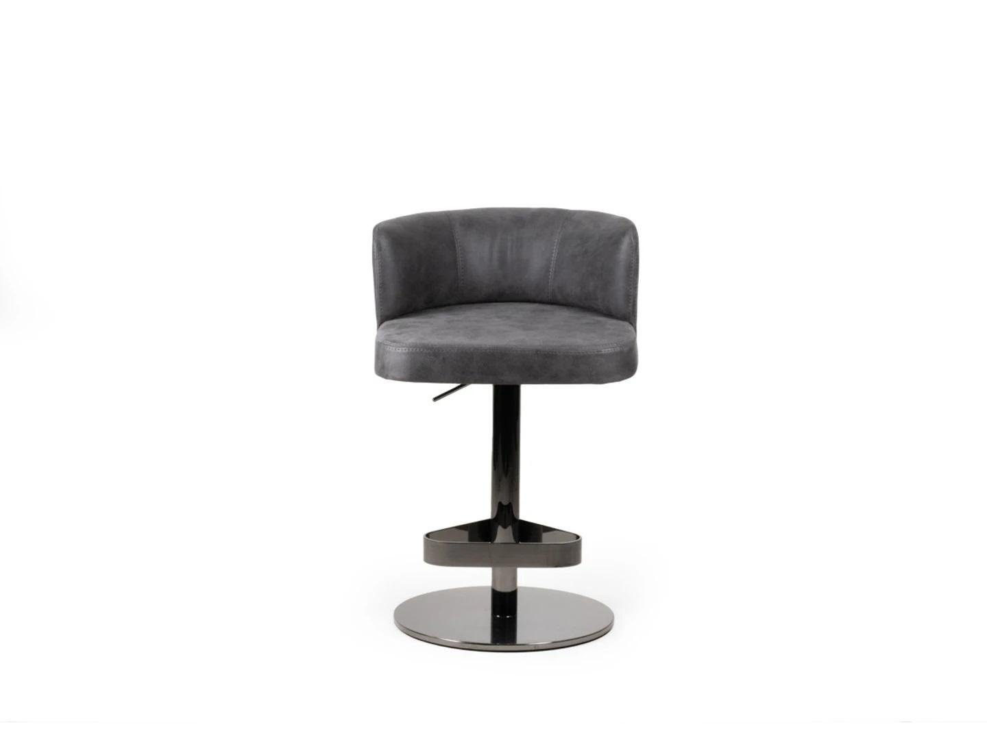 JVmoebel Barhocker Eleganter grauer Designer Barhocker aus Kunstleder und Edelstahl (1 St., Barhocker), Made in Europa