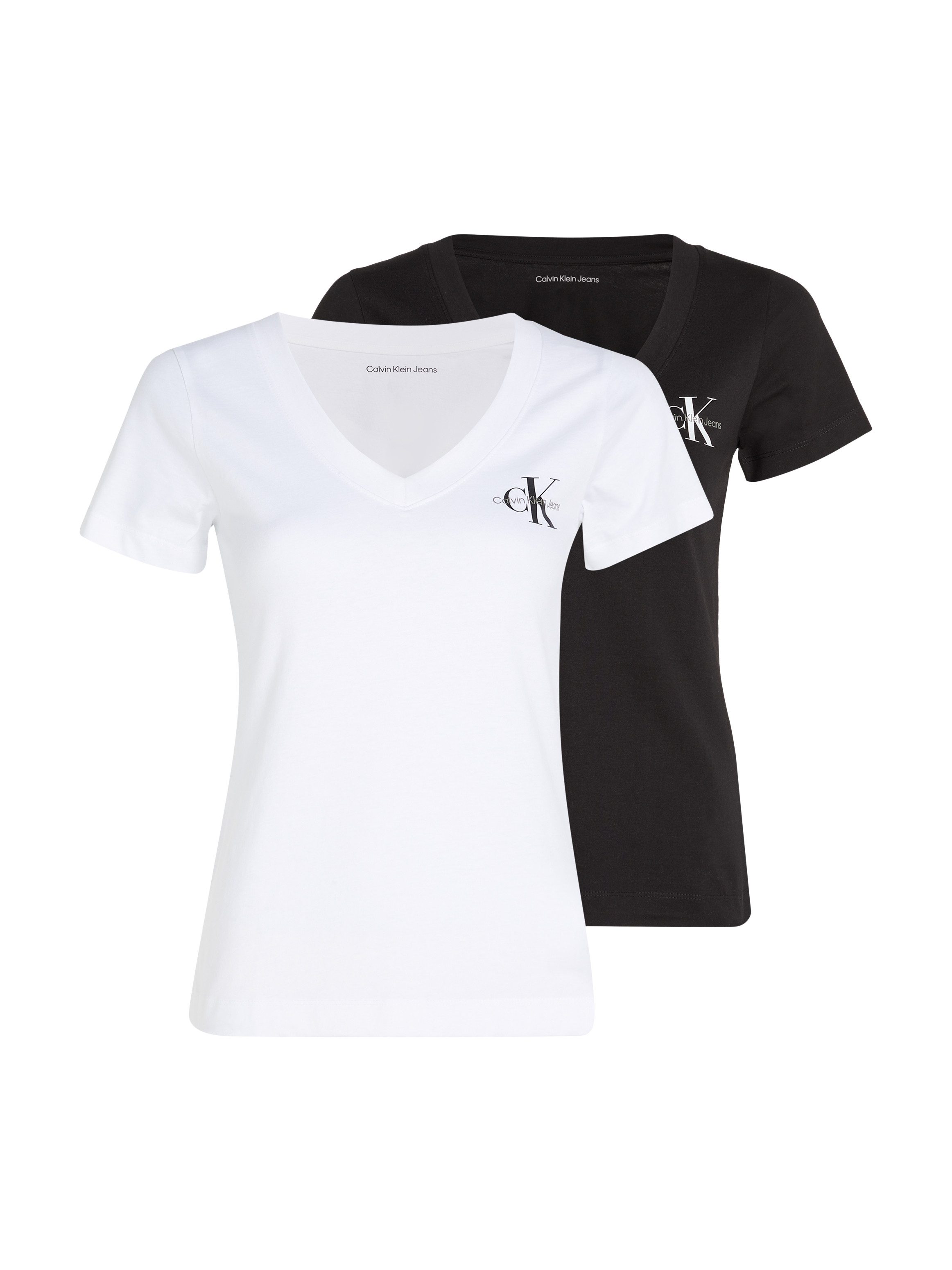 Calvin Klein Jeans T-Shirt 2-PACK MONOLOGO V-NECK TEE (Packung, 2er-Pack) mit Logomarkenlabel