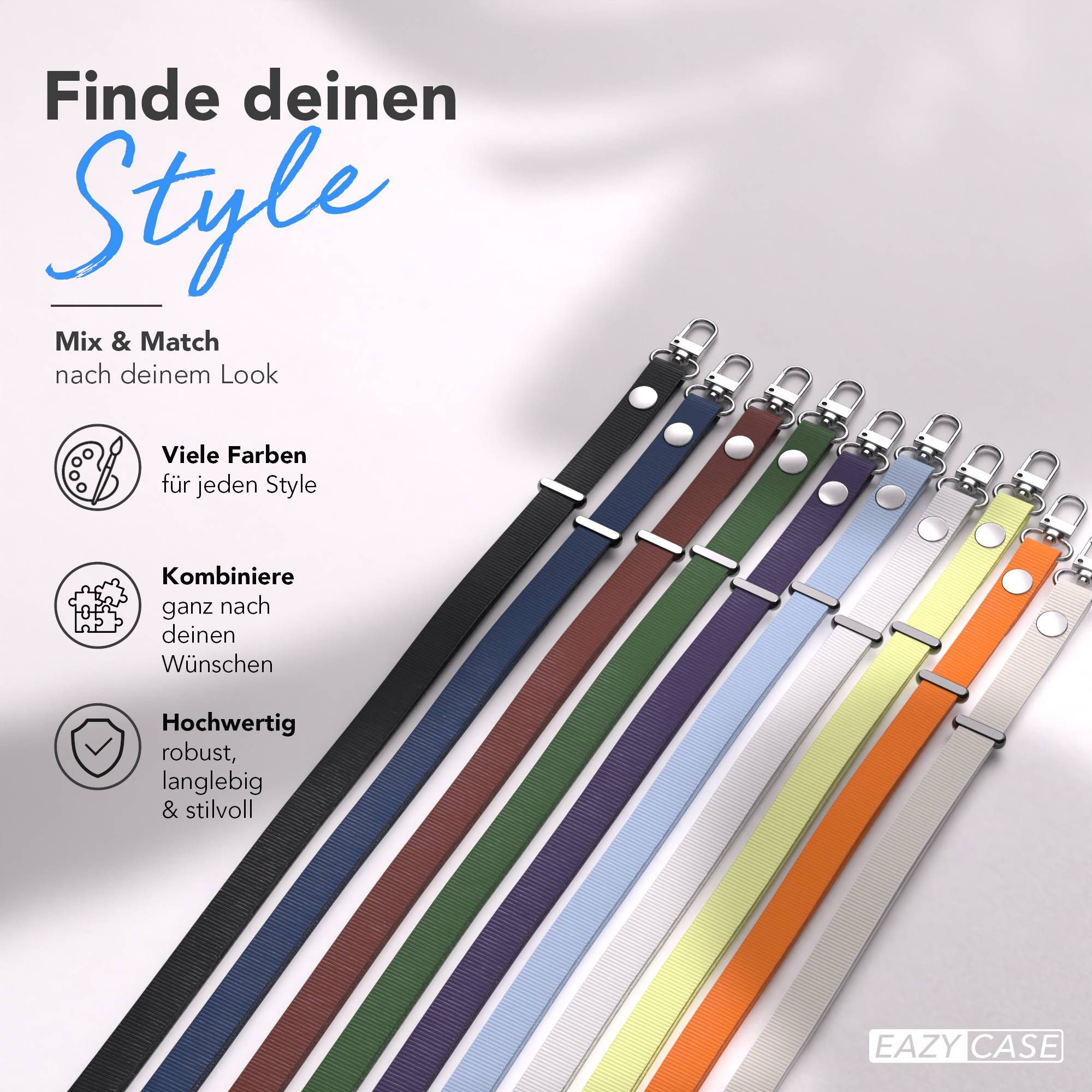 EAZY CASE Handykette für Samsung Galaxy S23 Ultra Handyhülle mit Handyband magnetisch, Handykordel in Taupe mit Magnetband für Hüllen mit 2x2 Löchern