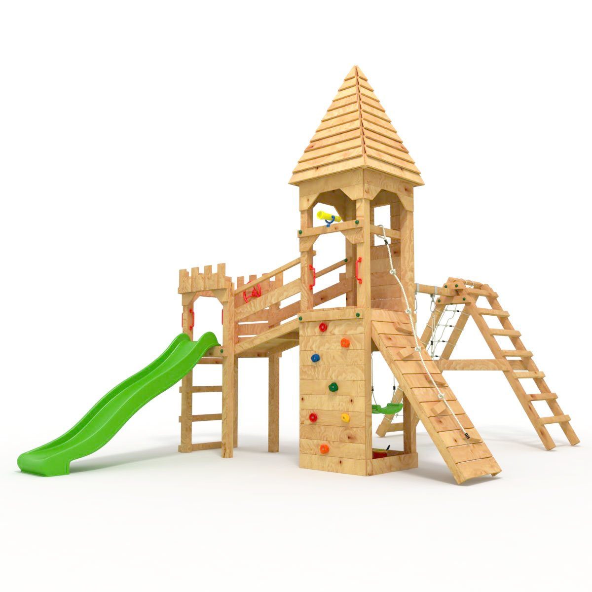 bibex Spielturm Ritterburg "XL120" + Spitzdach