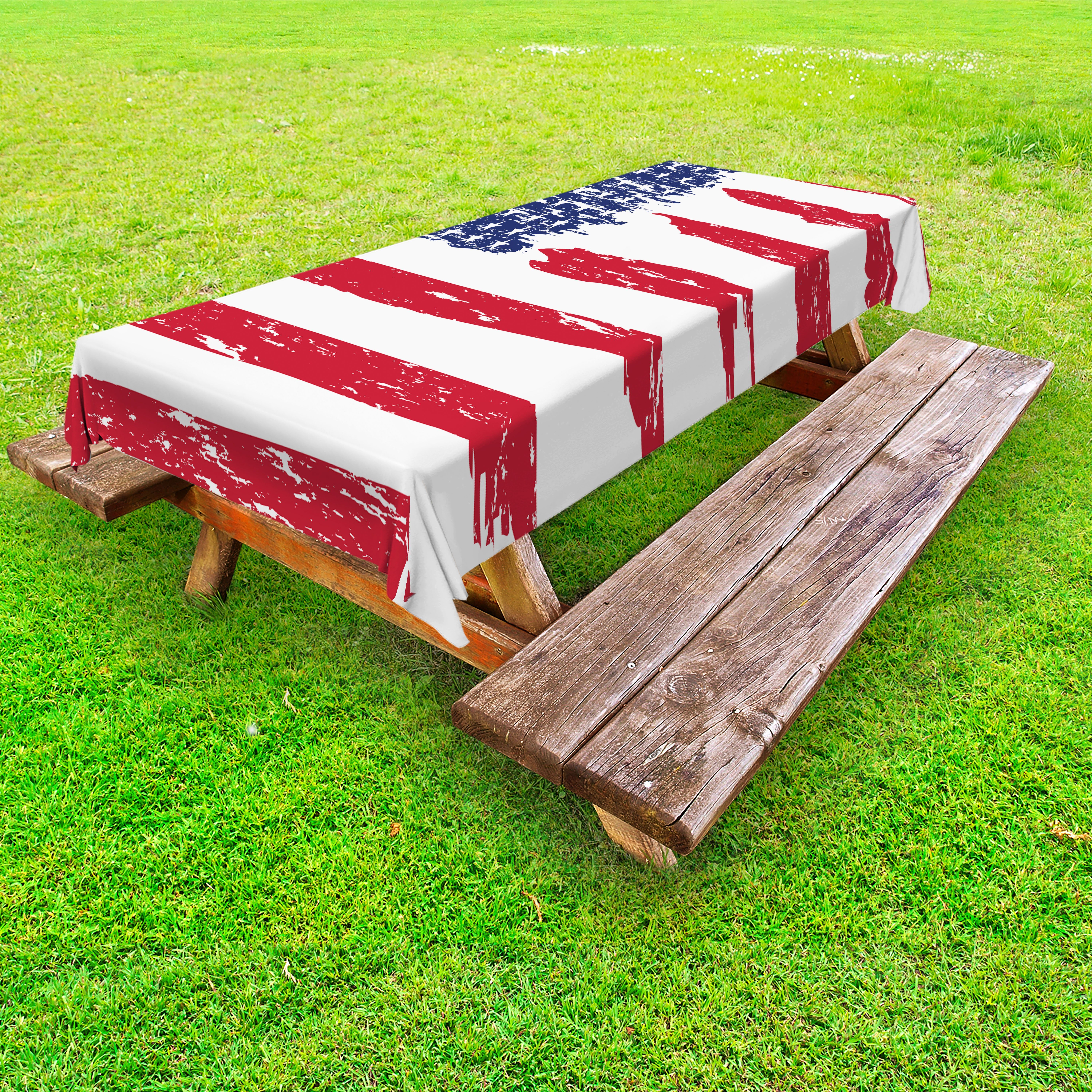 Flag-Bild waschbare USA Picknick-Tischdecke, 4. dekorative Juli Tischdecke Abakuhaus Grunge