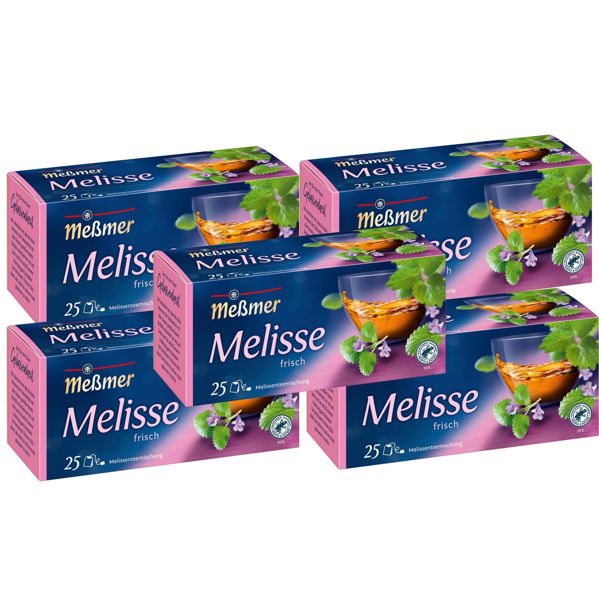 Meßmer Tee, Meßmer Melissen Mischung mild und frischer Geschmack 50g 5er Pack