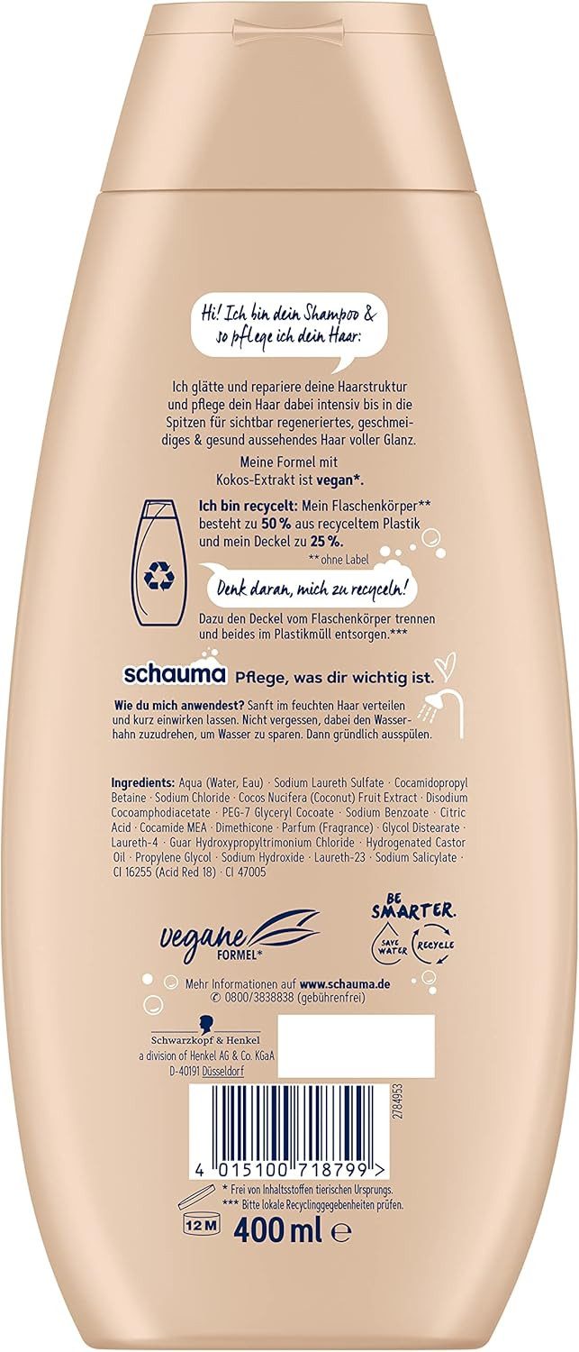 Schauma Haarshampoo 2x Schwarzkopf Schauma Shampoo Repair & Pflege 400 ml, 2-tlg., Haarshampoo perfekt für strapazierte und trockene Spitzen