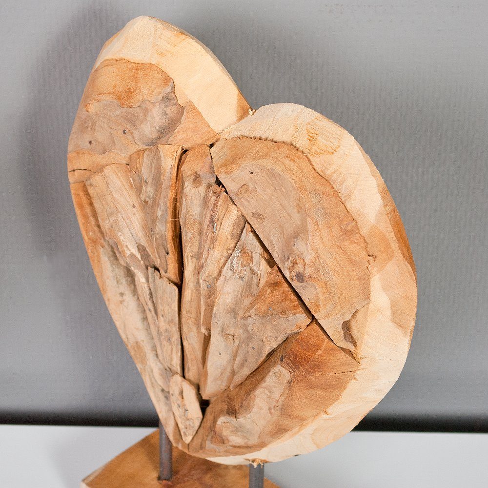 HATI ca. LebensWohnArt H30cm massivem Teak aus Dekoobjekt Herz-Figur