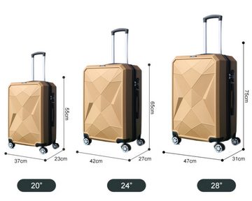 Cheffinger Koffer 3-teilig Hartschale Trolley Set Kofferset Handgepäck Reisetasche Gold