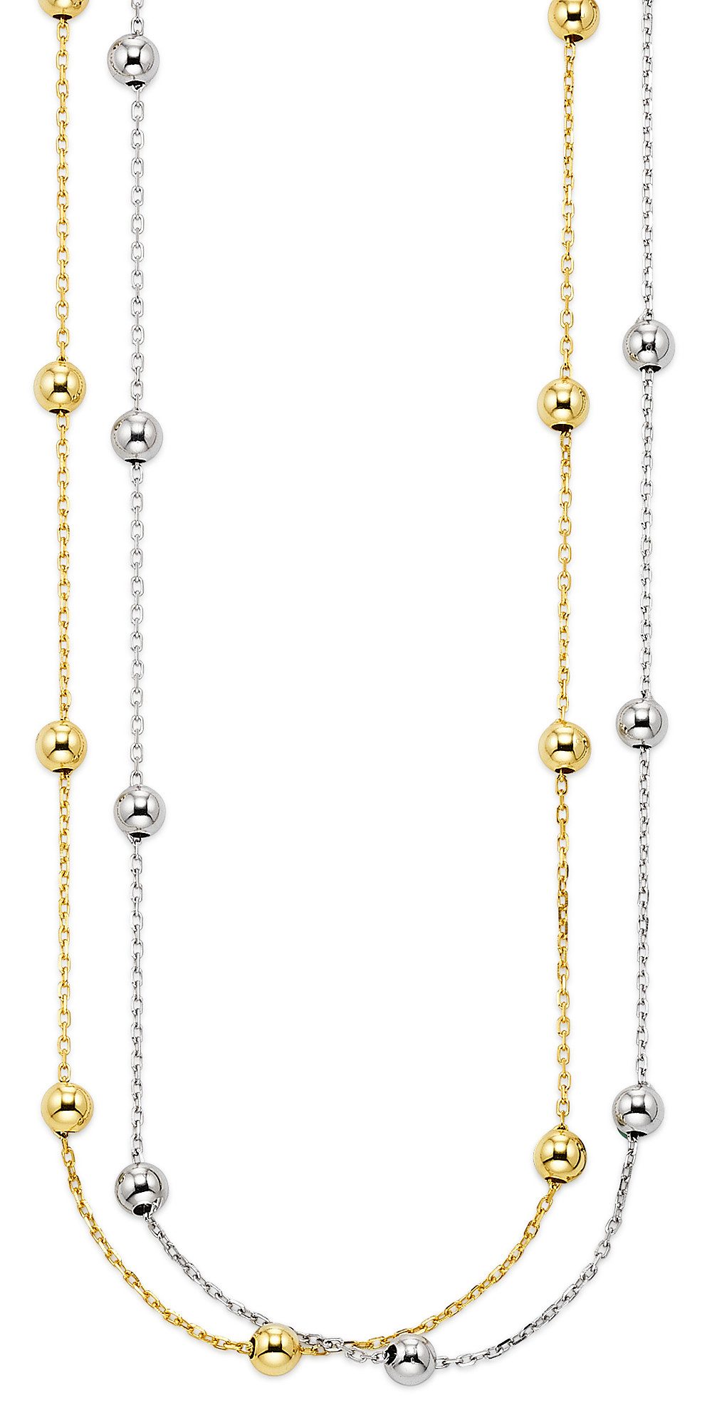 Kette ohne Anhänger Schmuck Geschenk Silberkette Bicolor mit Kugeln