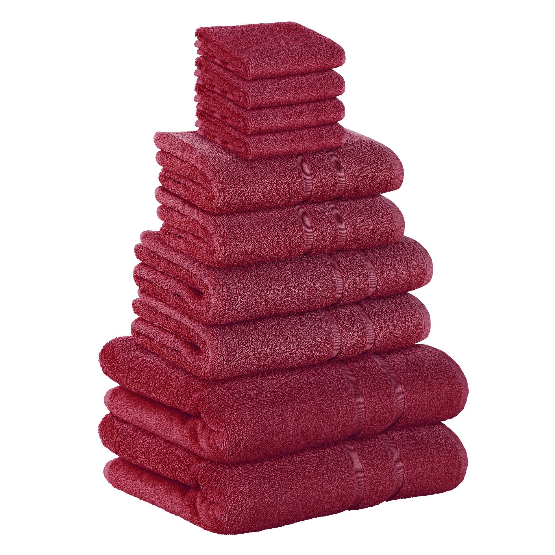 StickandShine Handtuch Set (Spar-set), Handtuch 100% Frottee verschiedenen 2x Duschtücher 100% SET Baumwolle (12 Baumwolle 2x GSM GSM 4x Farben Teilig) Gästehandtuch Handtücher 12er Bordeaux in Pack, als 500 Badetücher 2x 500