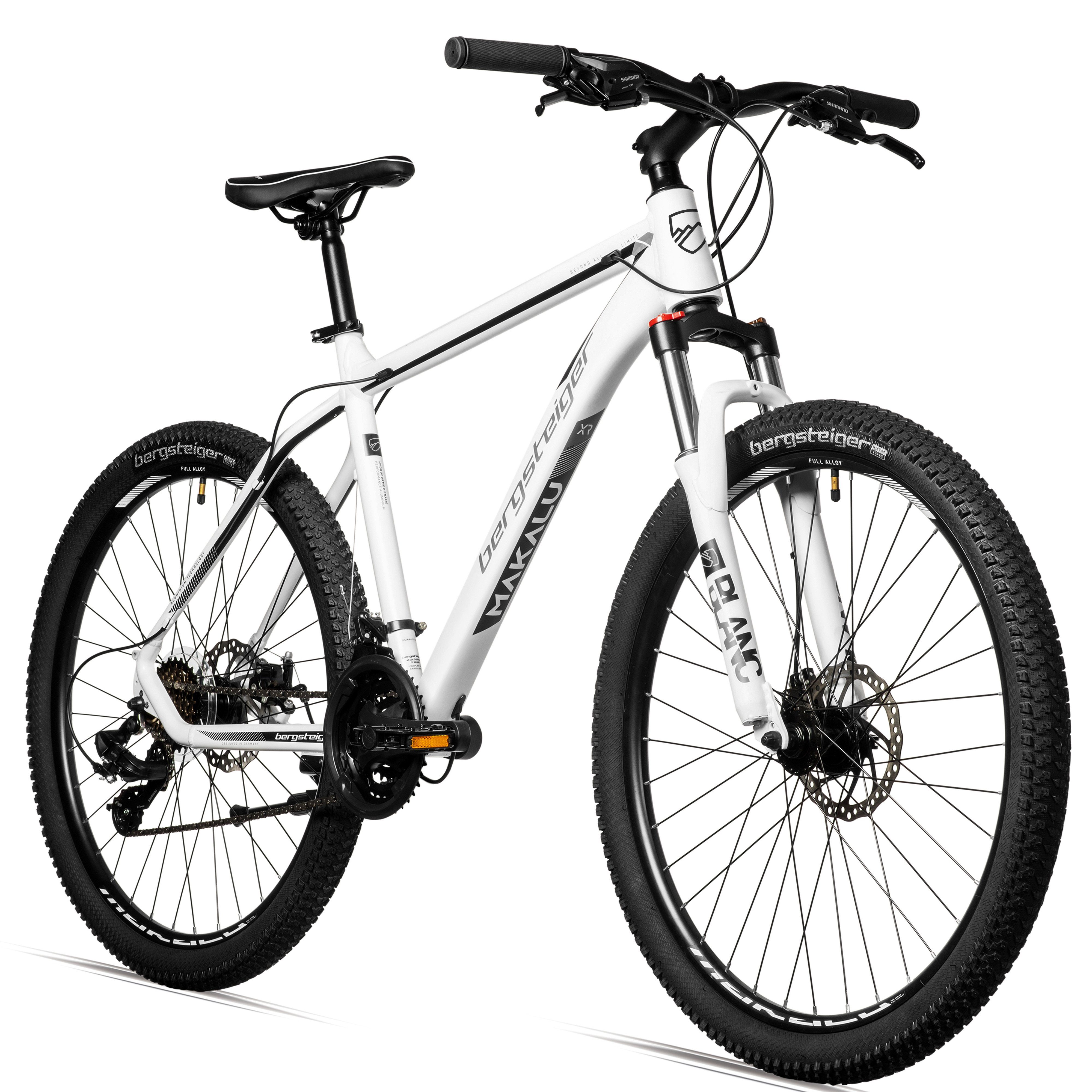 bergsteiger Mountainbike Makalu 26, 29 Zoll Mountainbike Alu, geeignet ab 150 cm, Damen, Herren, 21 Gang Shimano Tourney RD-TY300 Schaltwerk, Kettenschaltung, Scheibenbremsen