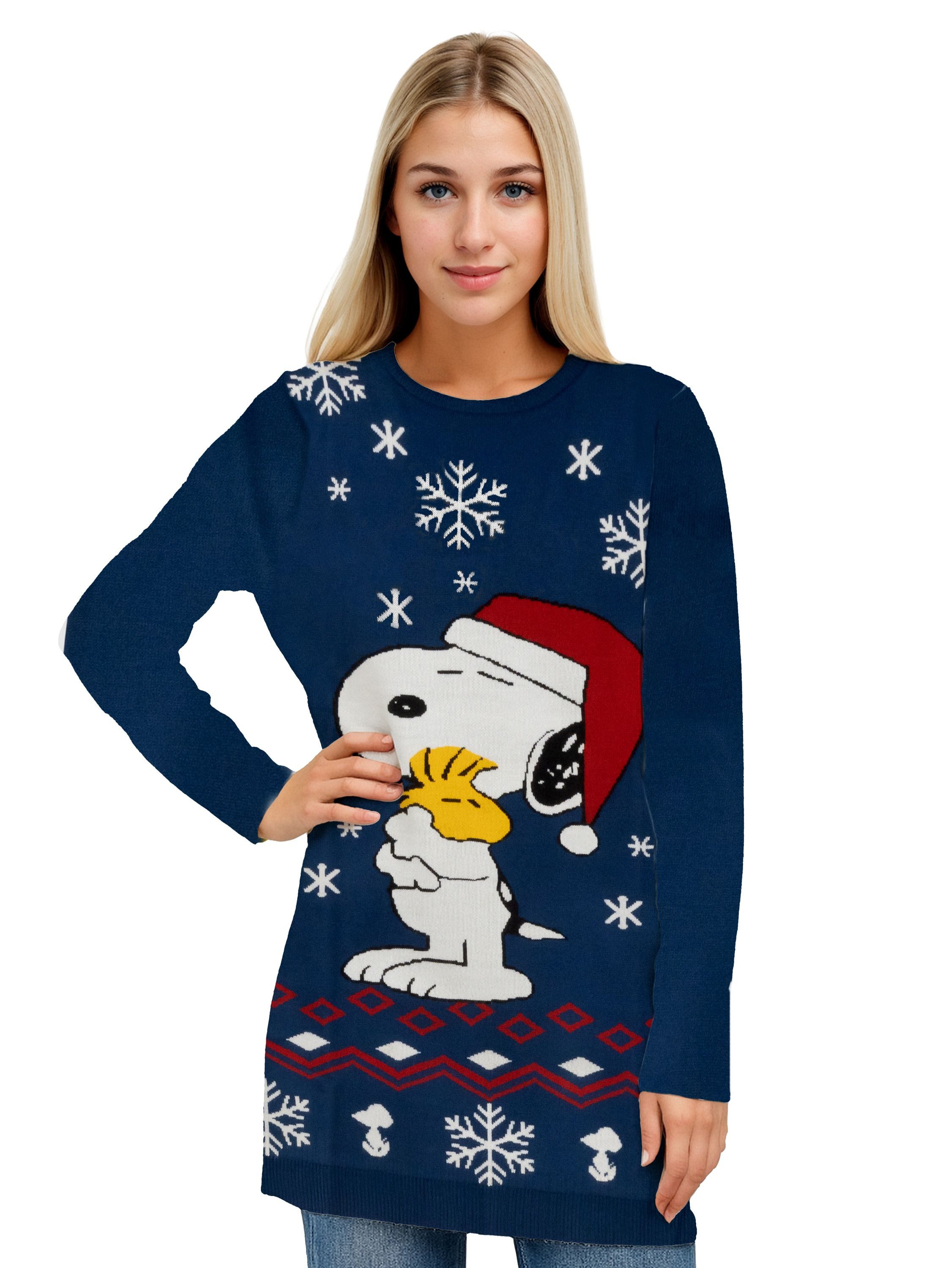 United Labels® Weihnachtspullover The Peanuts Snoopy Strickkleid Warm Kisse günstig online kaufen