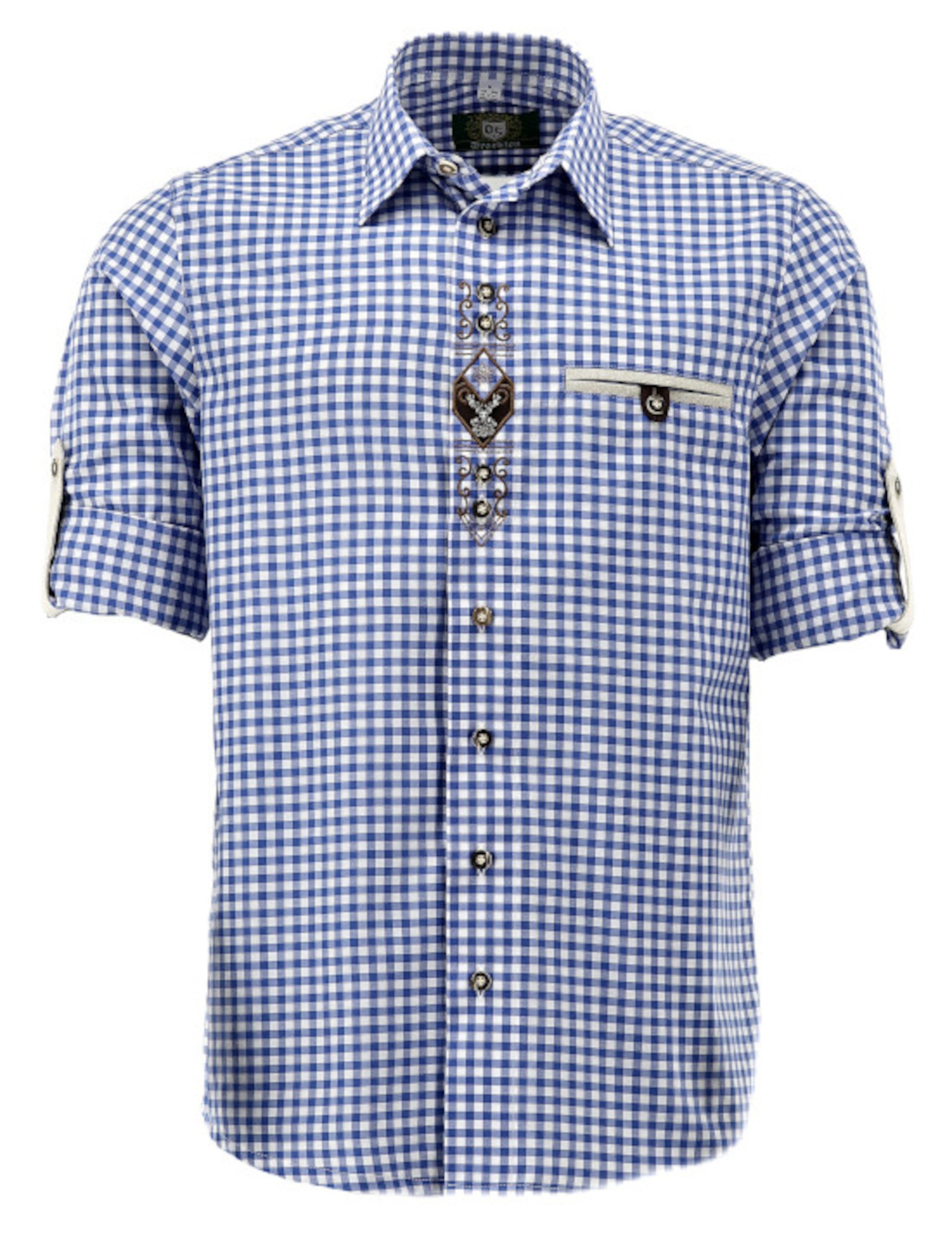 OS Trachten Trachtenhemd TH-0102 Stickerei Krempelarm Kentkragen, Regular F günstig online kaufen