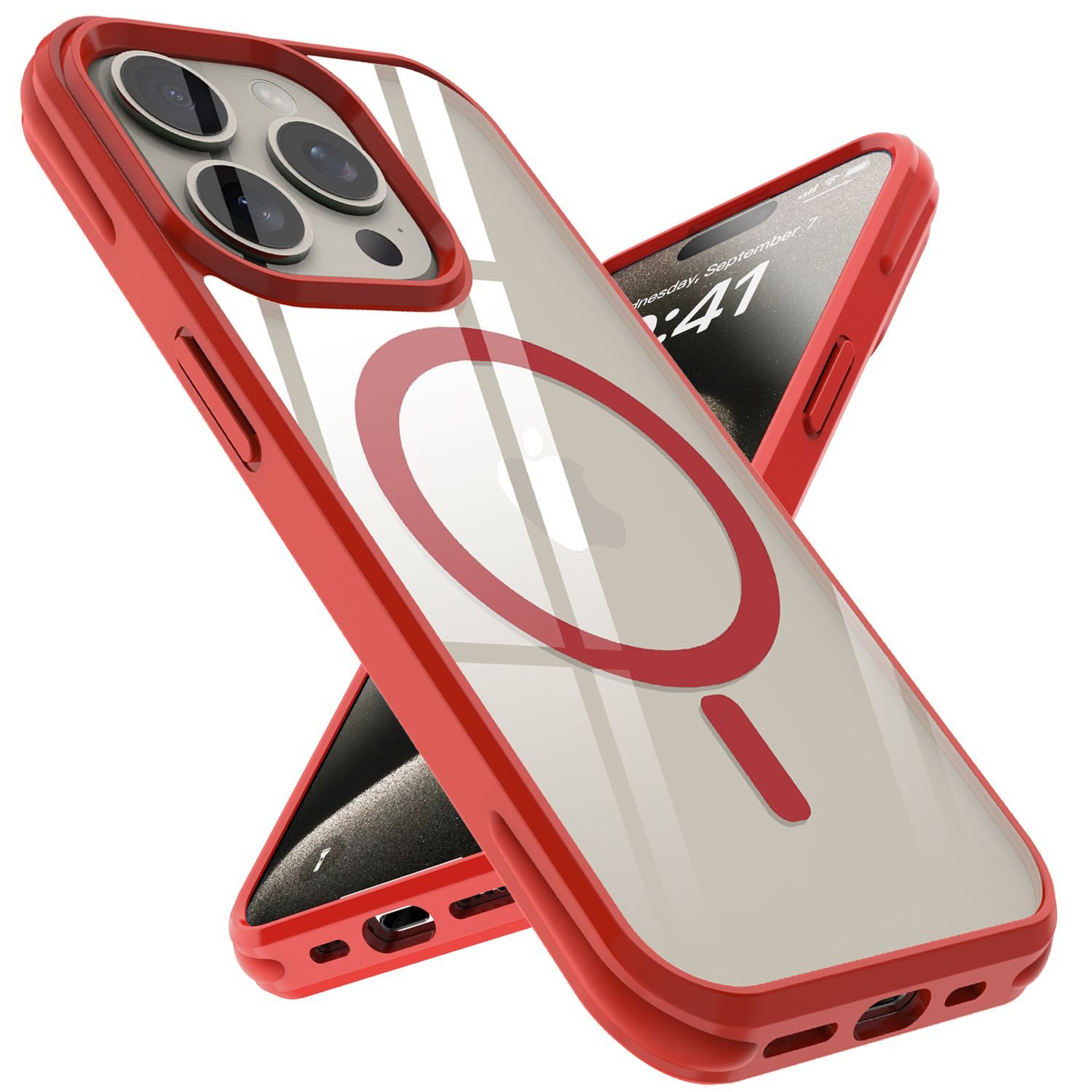 Cadorabo Handyhülle für Apple iPhone 15 PRO Hülle Apple iPhone 15 PRO, Hülle kompatibel mit Magsafe Transparente Schutzhülle Case Cover