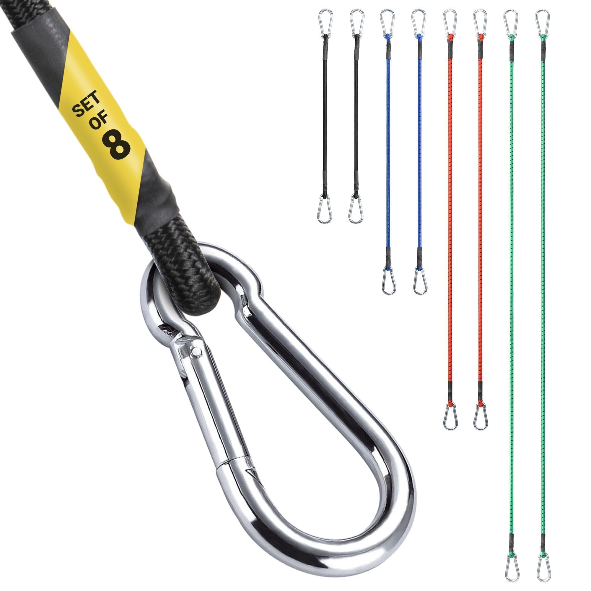 Spanngurt 8 Expander mit Karabiner Haken - Spanngummi mit Haken aus Metall