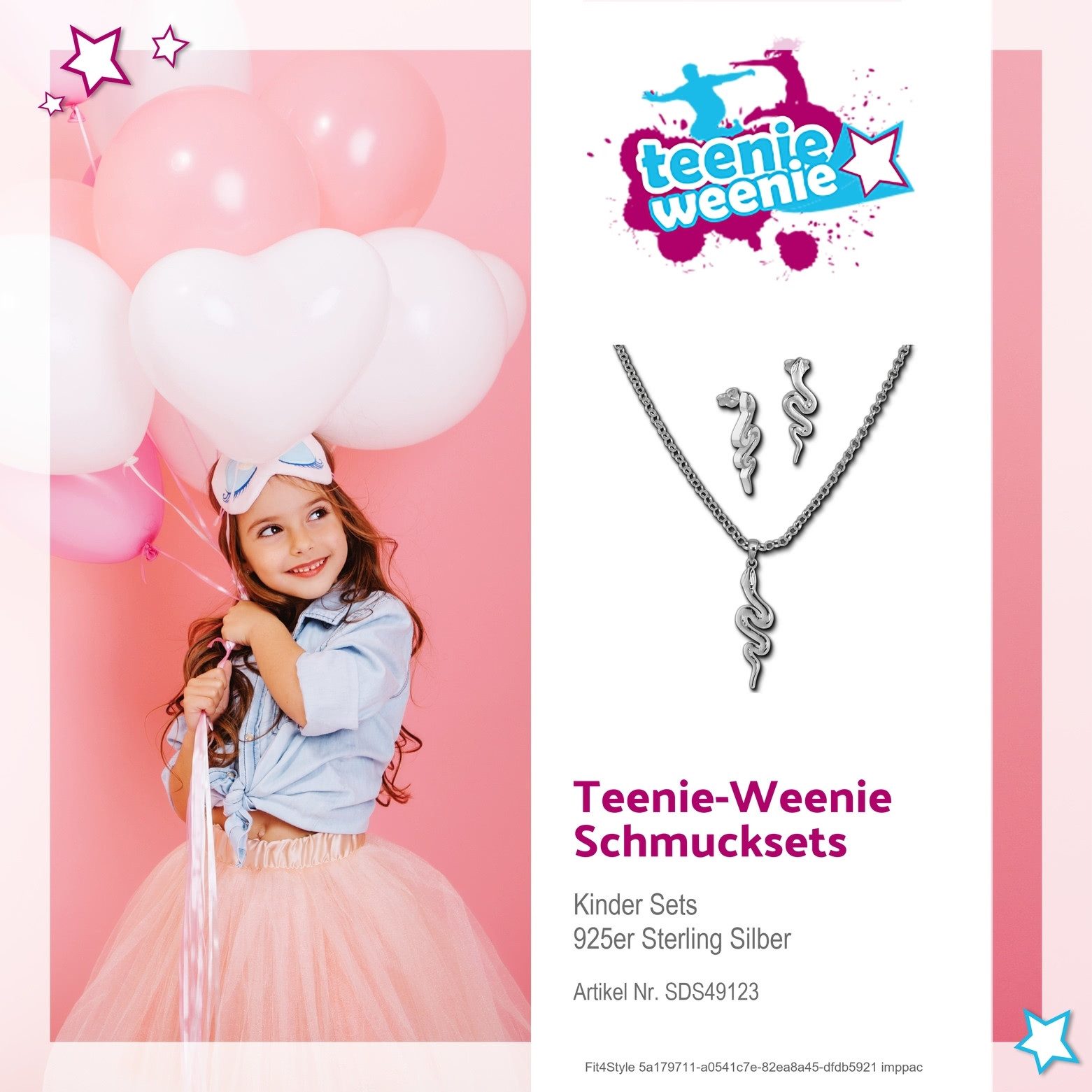 Teenie-Weenie Schmuckset Teenie-Weenie Schlange Kette und Ohrringe (3-tlg., Schmucksets), Schmucksets (Schlange) 925 Sterling Silber, Farbe: silber