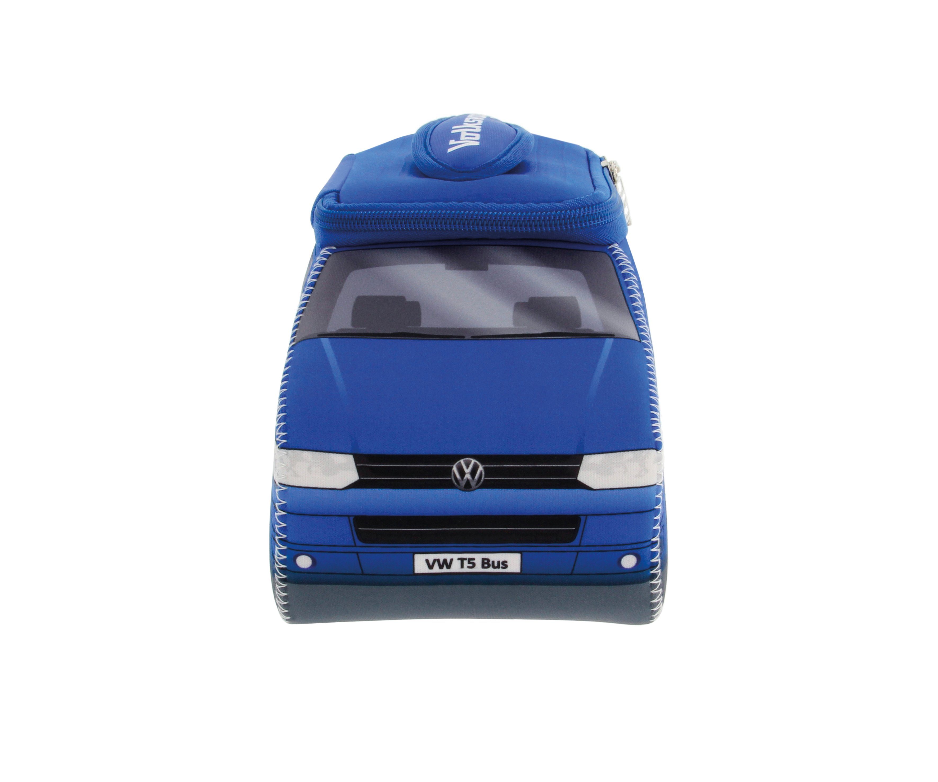 VW Collection by BRISA Kosmetiktasche Volkswagen Universaltasche im VW Bulli T5 Design, Universaltasche aus Neopren, 30 x 14 x 12 cm Blau
