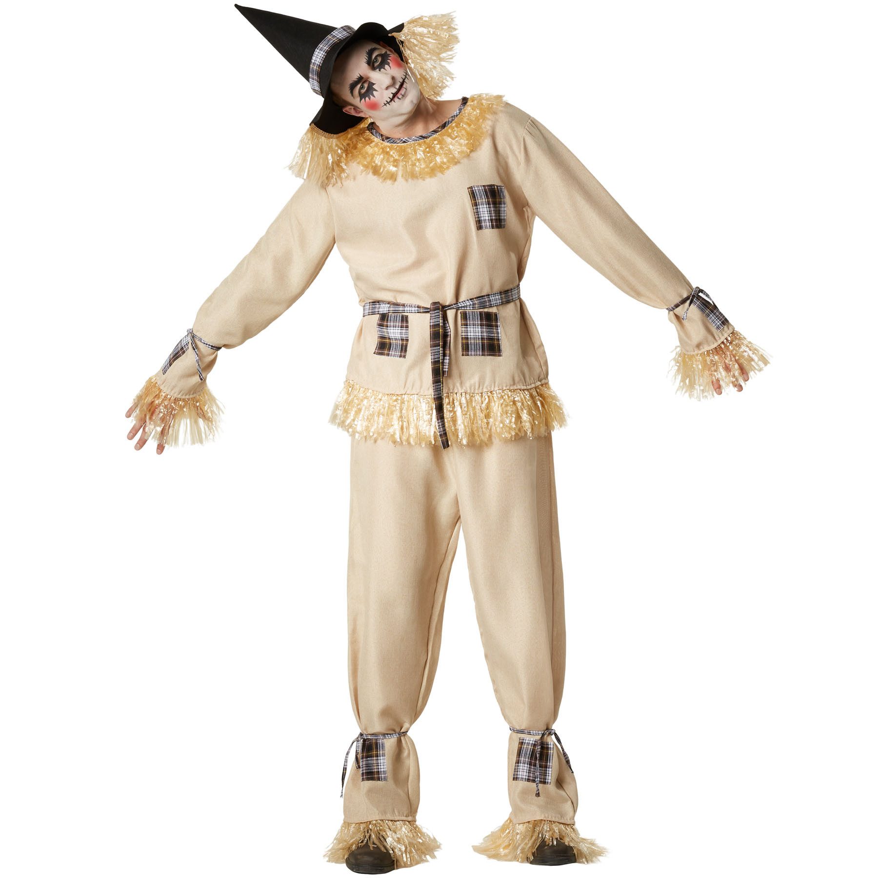 dressforfun Zauberer-Kostüm Herrenkostüm Freundliche Vogelscheuche, Vierteiliges Set im authentischen Vogelscheuchen-Look