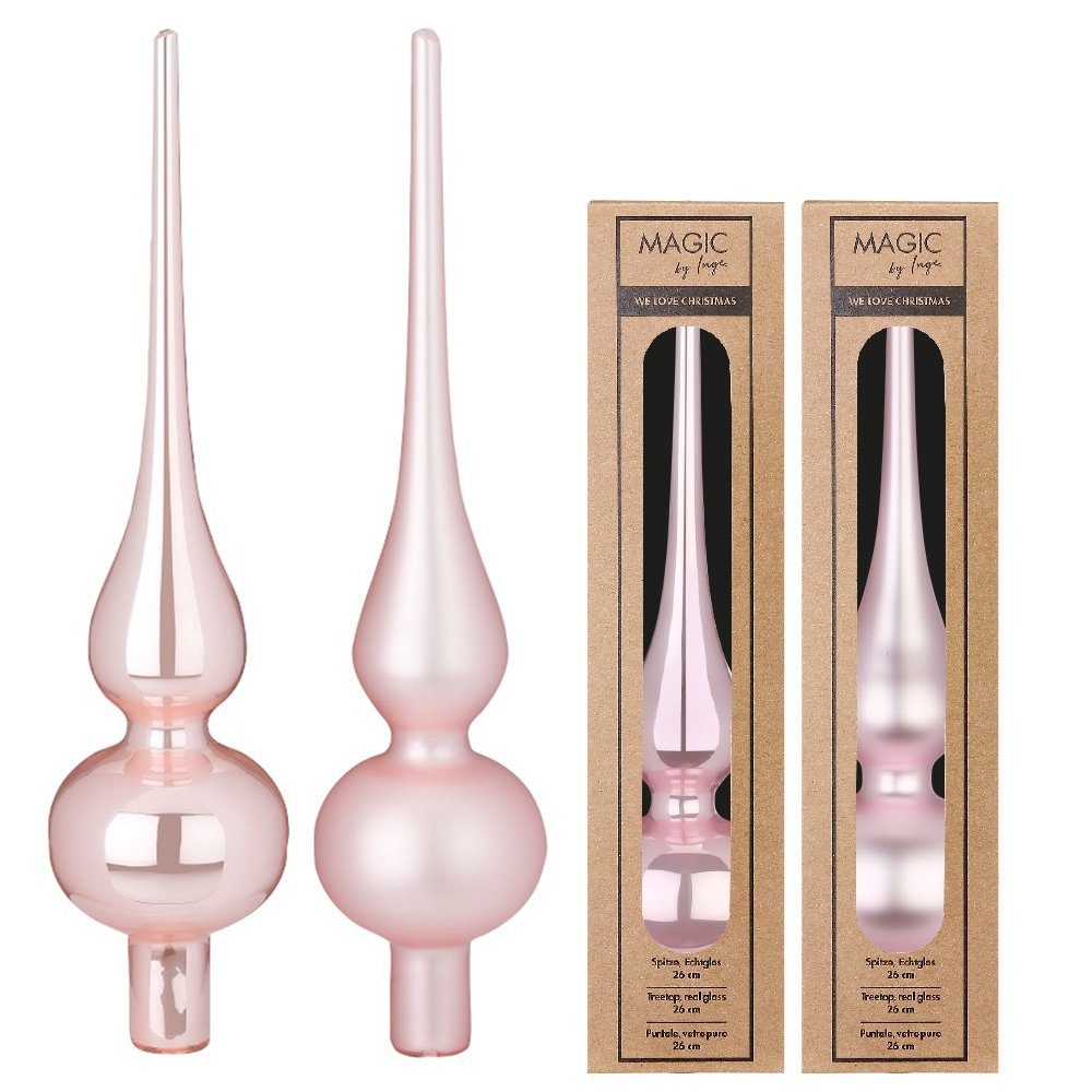 MAGIC by Inge Christbaumspitze, Christbaumspitze Glas 26cm 1 Stück matt / glanz sort.- Lovely Magnolia