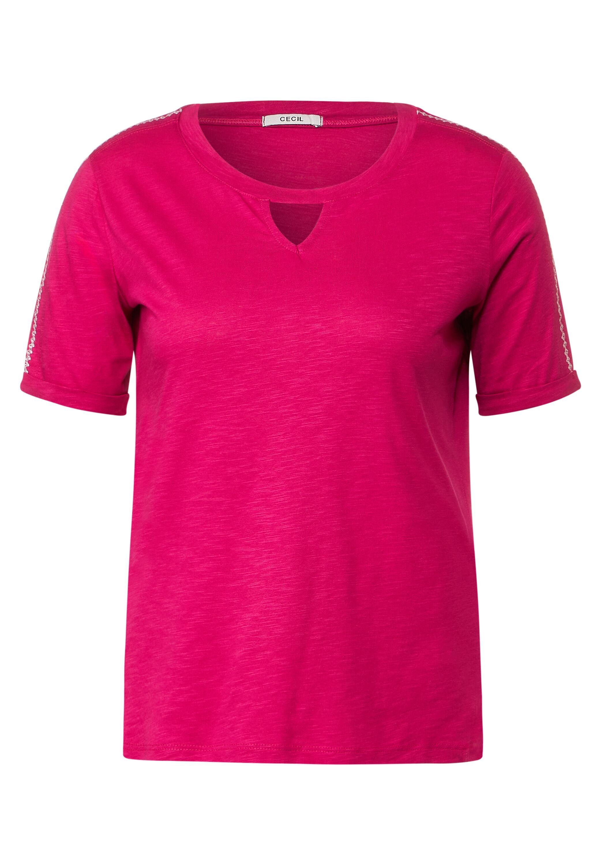 pink Materialmix softem T-Shirt aus cool Cecil