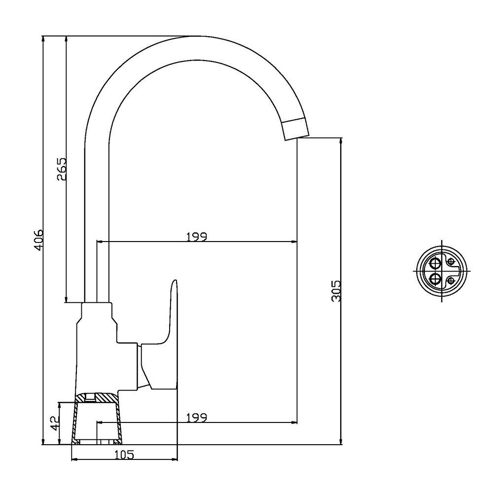 Aloni ZS80705B Einzel) Einhebel-Küchenarmatur (einzel, 1-St., Force Aloni Waschtischarmatur matt Schwarz Spültischarmatur