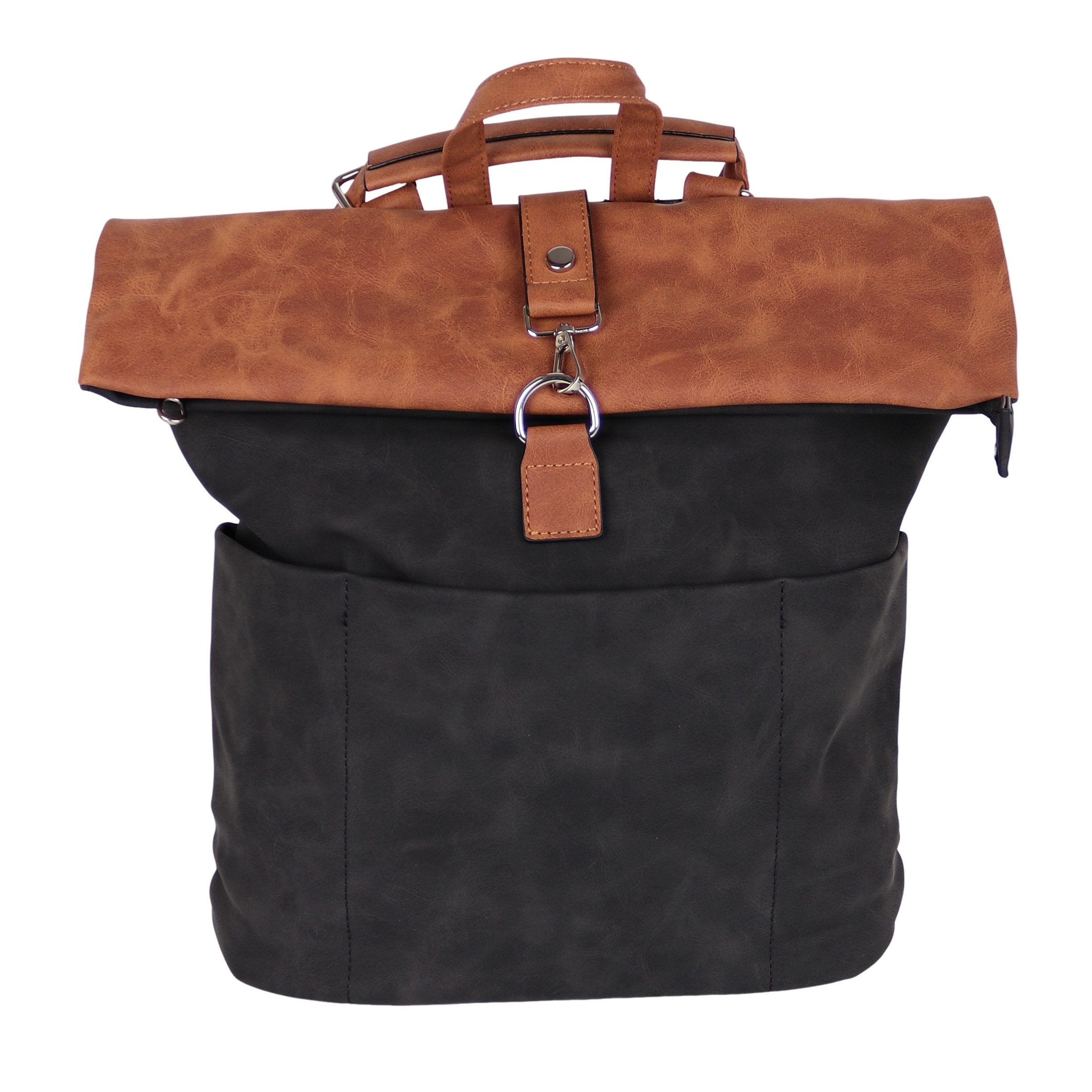 MIRROSI Tagesrucksack Damen auch als Crossbody Bag 2 in 1, Elegant (32x(38+8)x12cm - Kompakte Größe), aus hochwertigem Kunstleder, Rucksack, Daypack