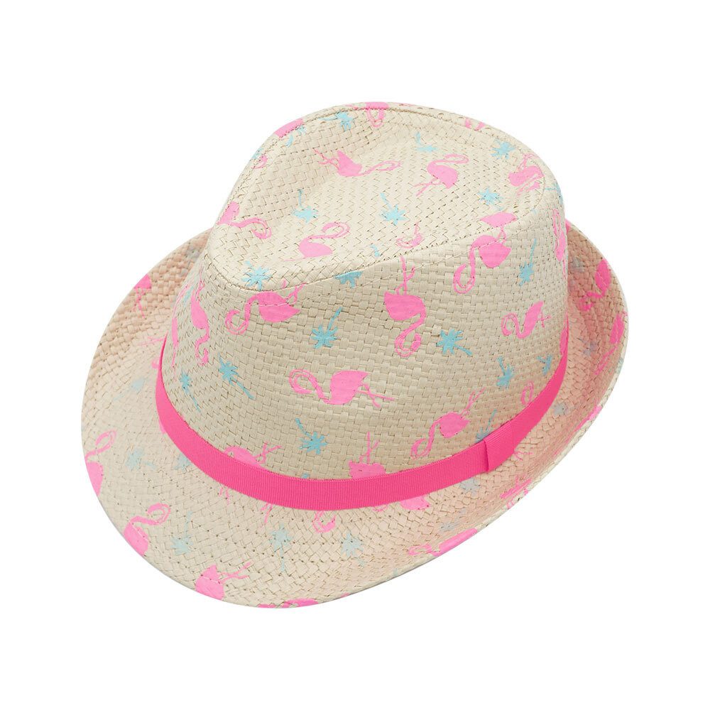 MAXIMO Strohhut KIDS GIRL-Trilby Flamingo Futter (1-St)
