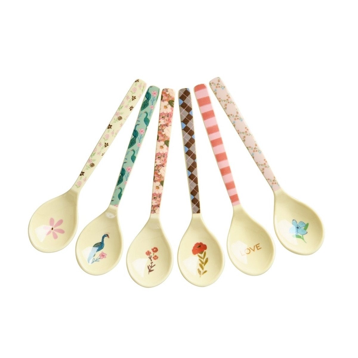 RICE A/S Чайная ложка Melamin Чайная ложка Set, 6-teilig, bunt, langlebig, spülmaschinenfest