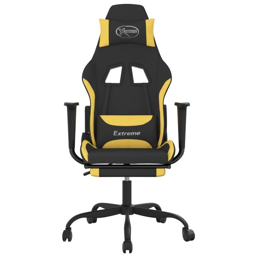 vidaXL Bürostuhl Gaming-Stuhl mit Fußstütze Drehbar Schwarz und Hellgelb Stoff Gamingst