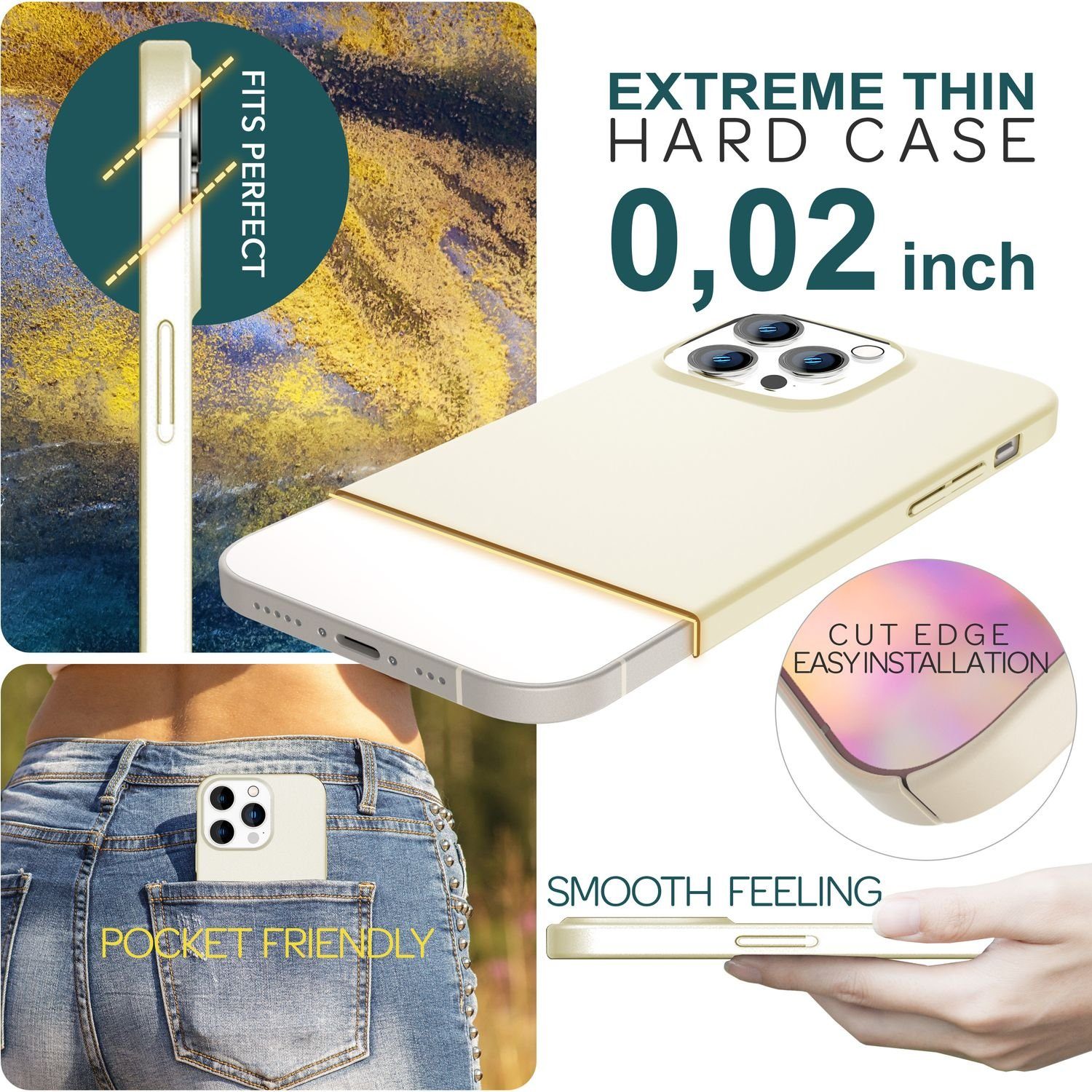 Nalia Smartphone-Hülle Apple iPhone 15 Pro 15,5 cm (6,1 Zoll), Ultra Dünne Hülle / Matt Hardcase / 0,5mm Slim-Fit / Anti-Fingerprint