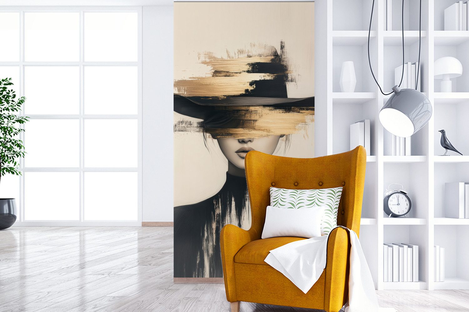 MuchoWow Fototapete Frau - Hut - Farbe, Matt, bedruckt, Vliestapete für Woh günstig online kaufen